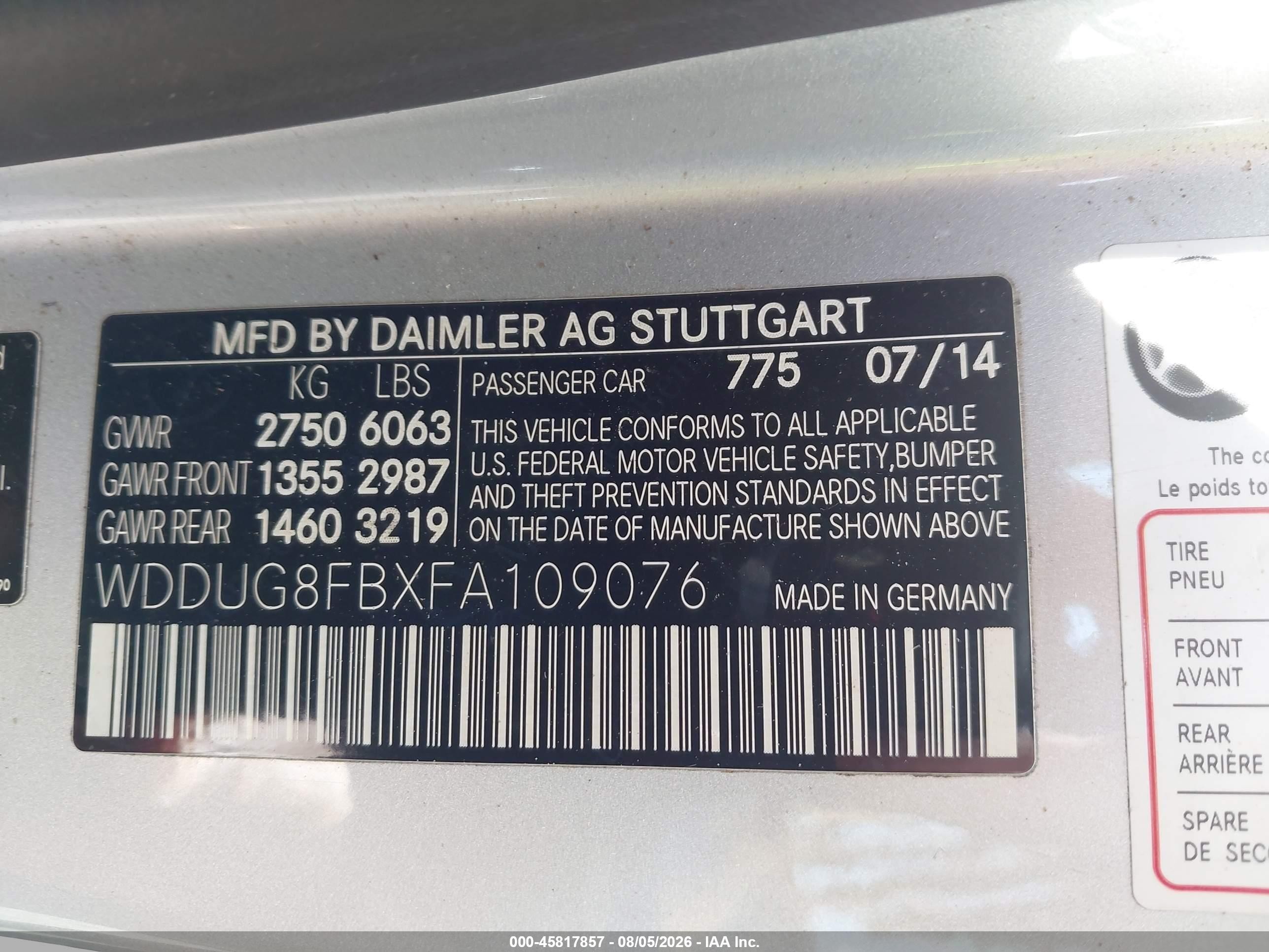 2015 Mercedes-benz S 550 4matic Silver vin: WDDUG8FBXFA109076