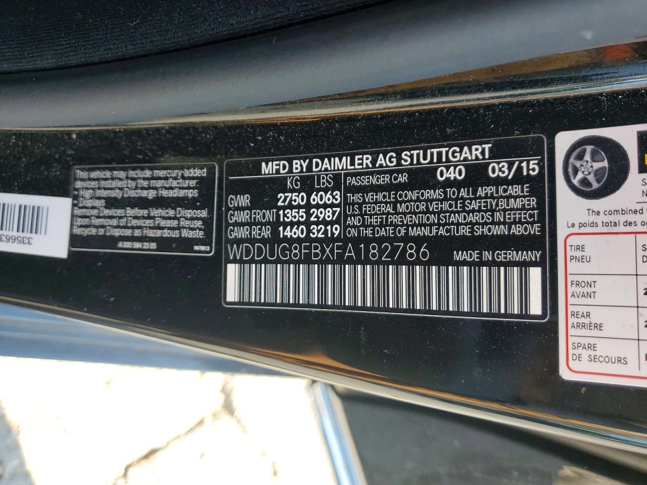 2015 Mercedes-benz S 550 4matic Черный vin: WDDUG8FBXFA182786