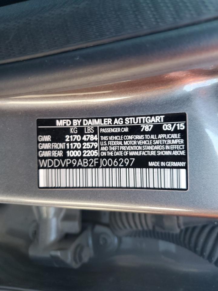 2015 Mercedes-benz B Electric Gray vin: WDDVP9AB2FJ006297
