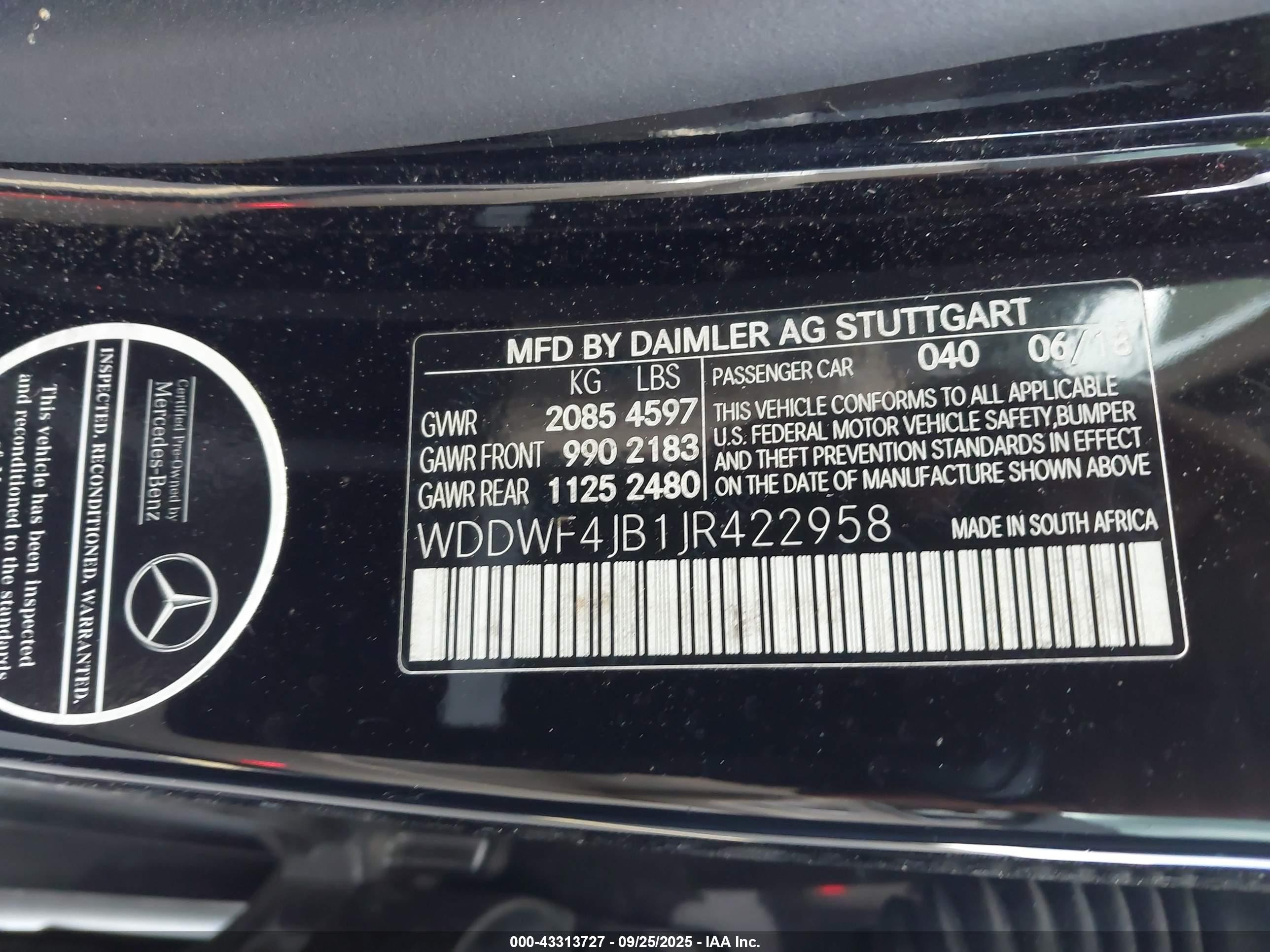 2018 Mercedes-benz C 300   Черный vin: WDDWF4JB1JR422958