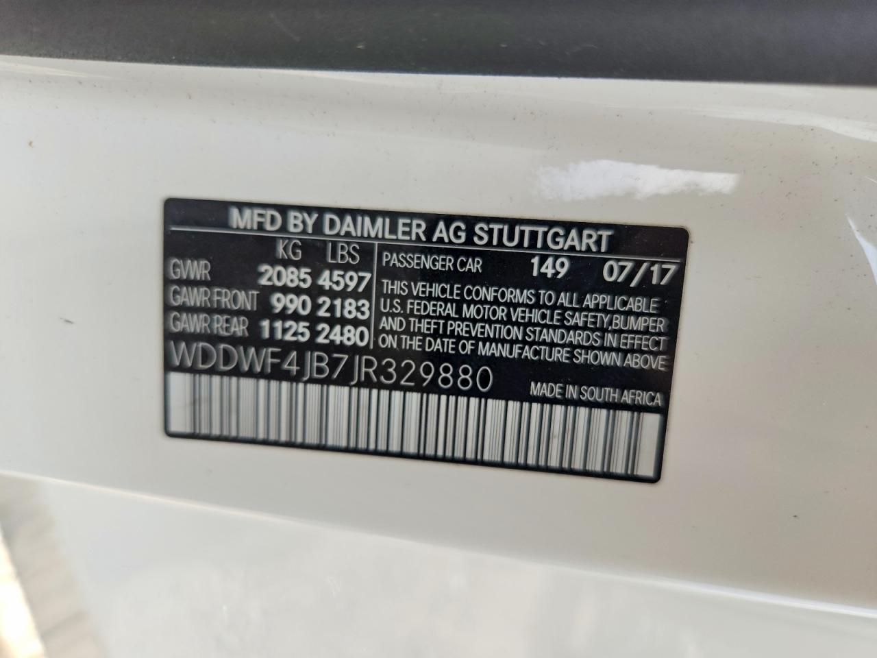 2018 Mercedes-benz C 300 White vin: WDDWF4JB7JR329880