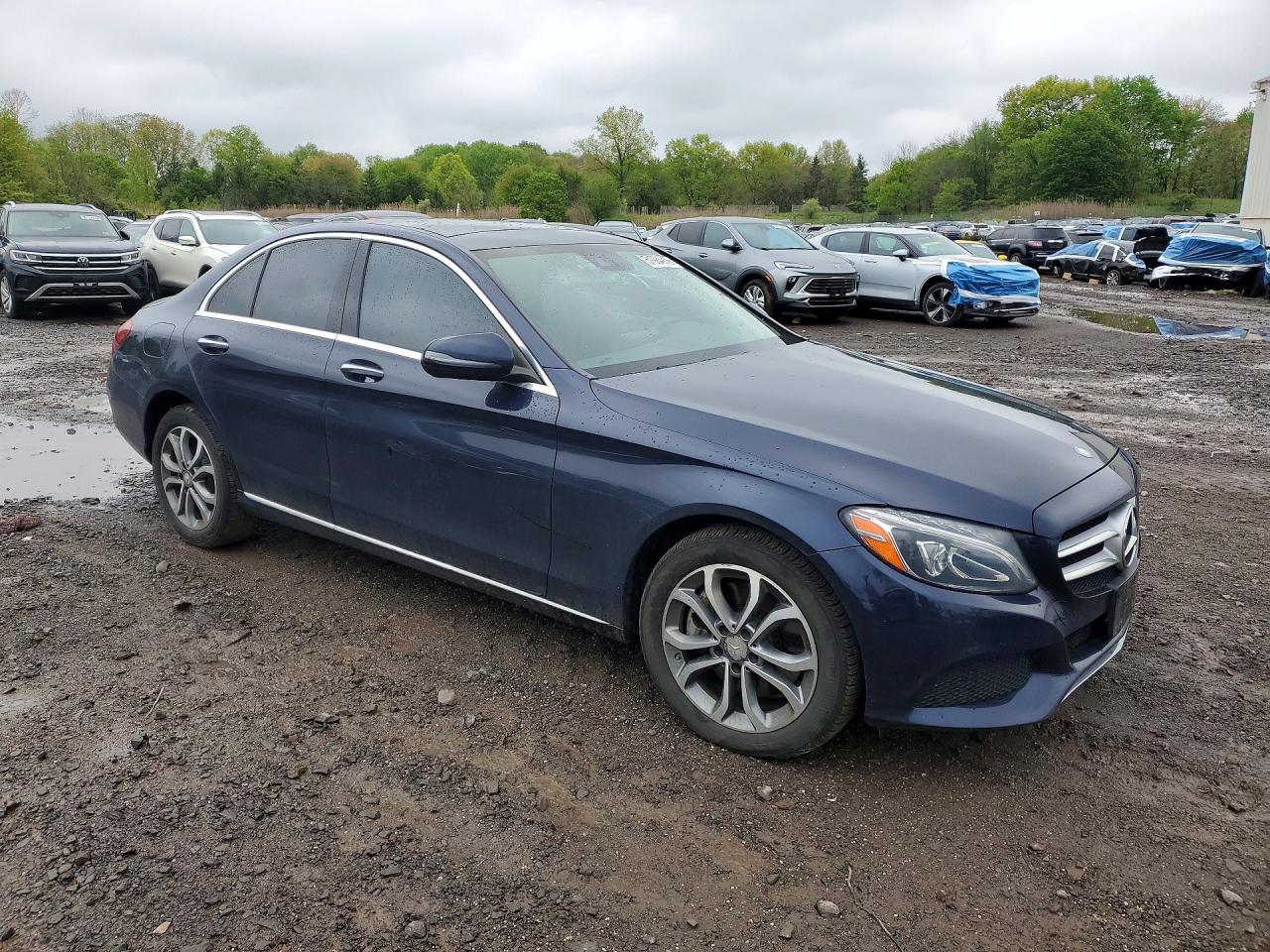 2016 Mercedes-benz C 300 4matic Blue vin: WDDWF4KB8GR171802