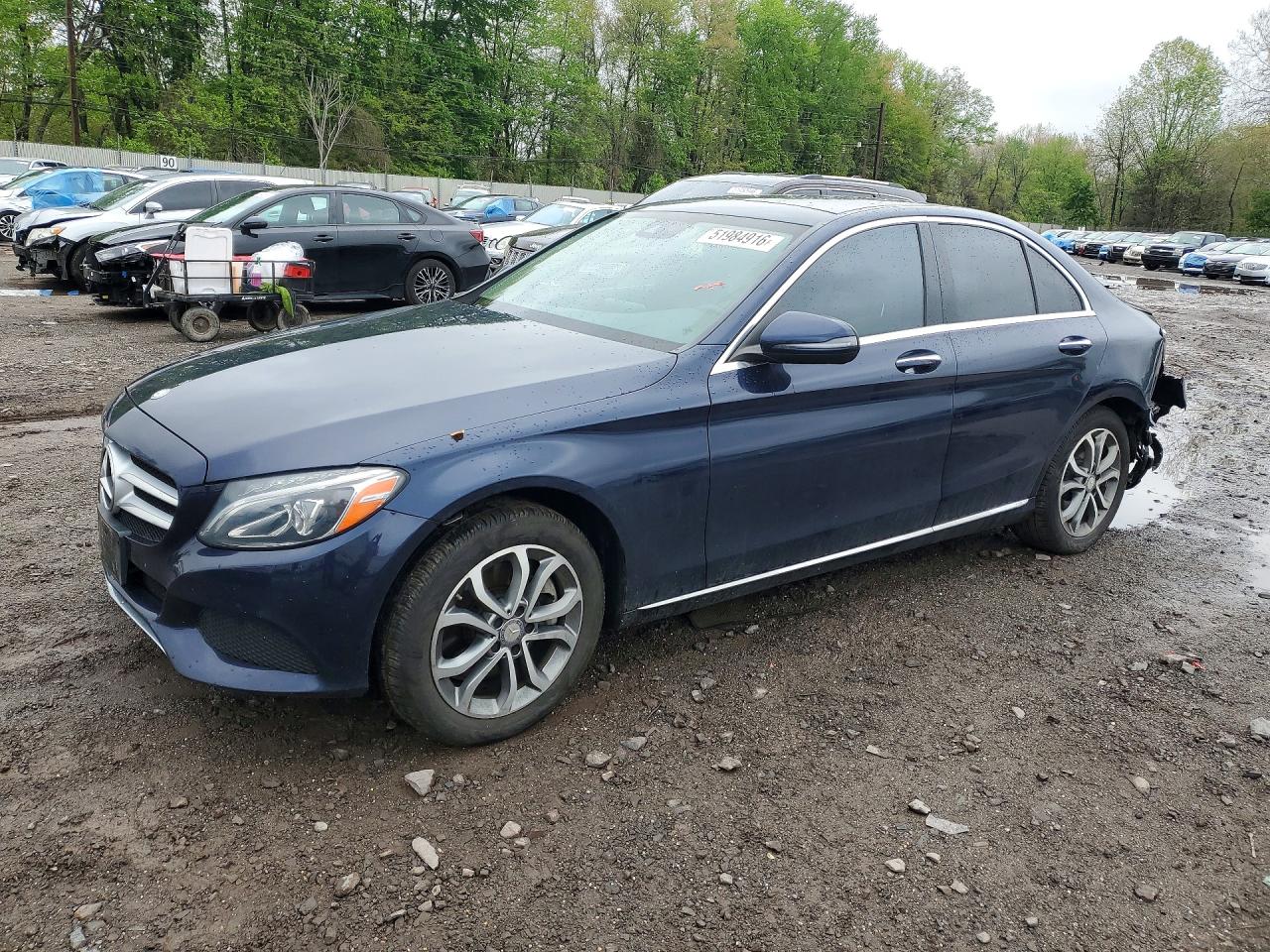 2016 Mercedes-benz C 300 4matic Blue vin: WDDWF4KB8GR171802