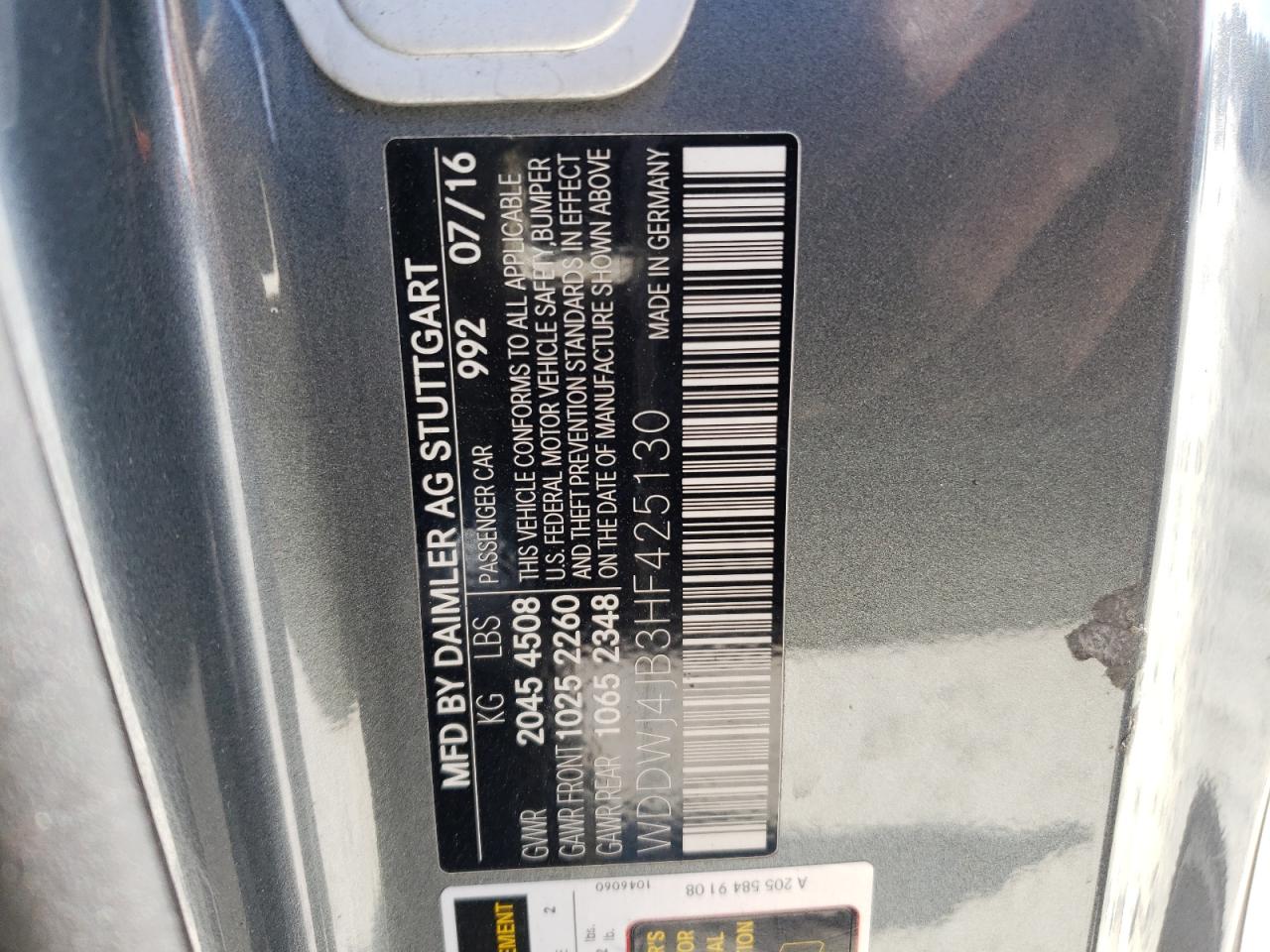 2017 Mercedes-benz C 300 Charcoal vin: WDDWJ4JB3HF425130