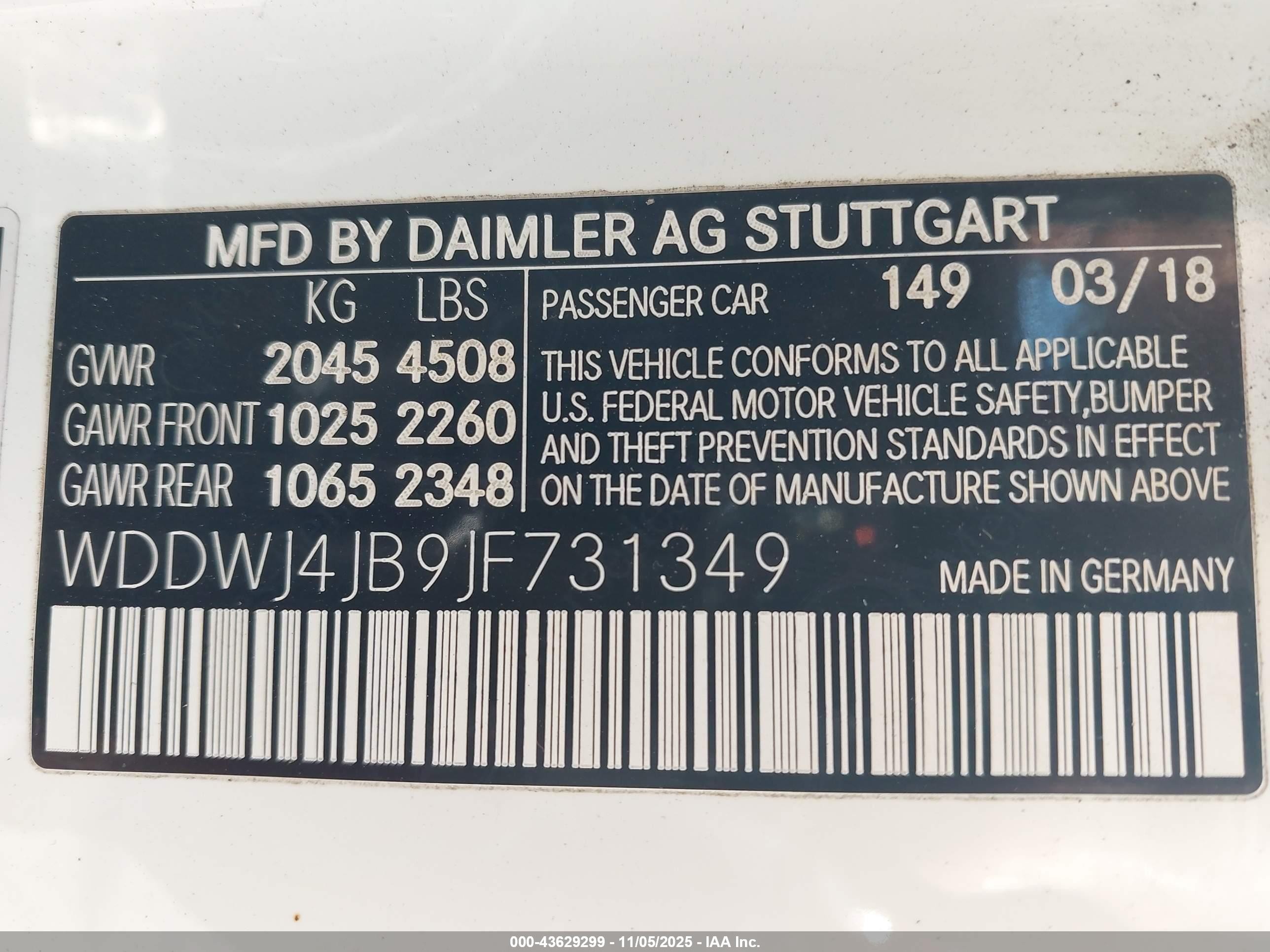 2018 Mercedes-benz C 300   White vin: WDDWJ4JB9JF731349