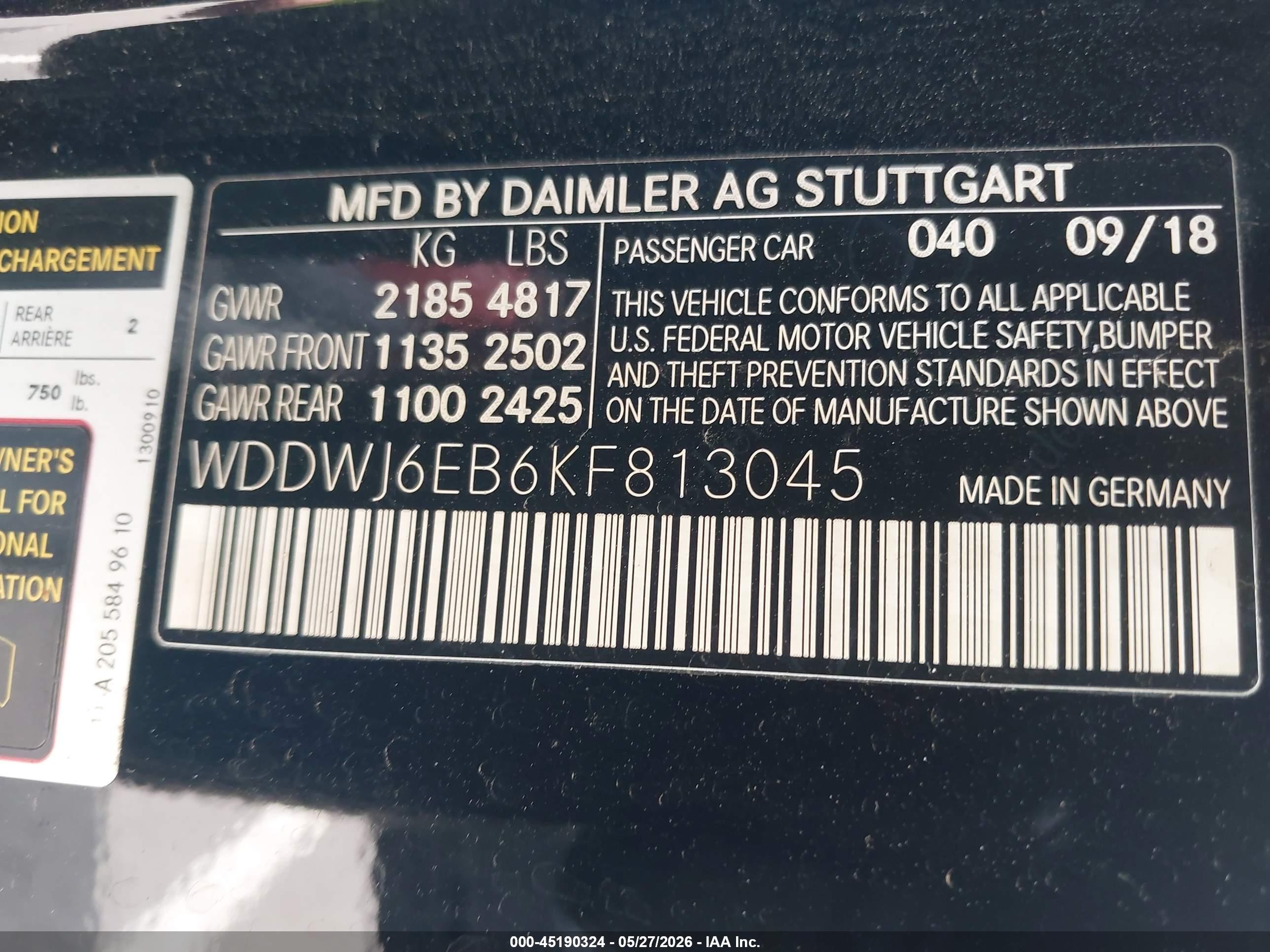 2019 Mercedes-benz Amg C 43 4matic Black vin: WDDWJ6EB6KF813045