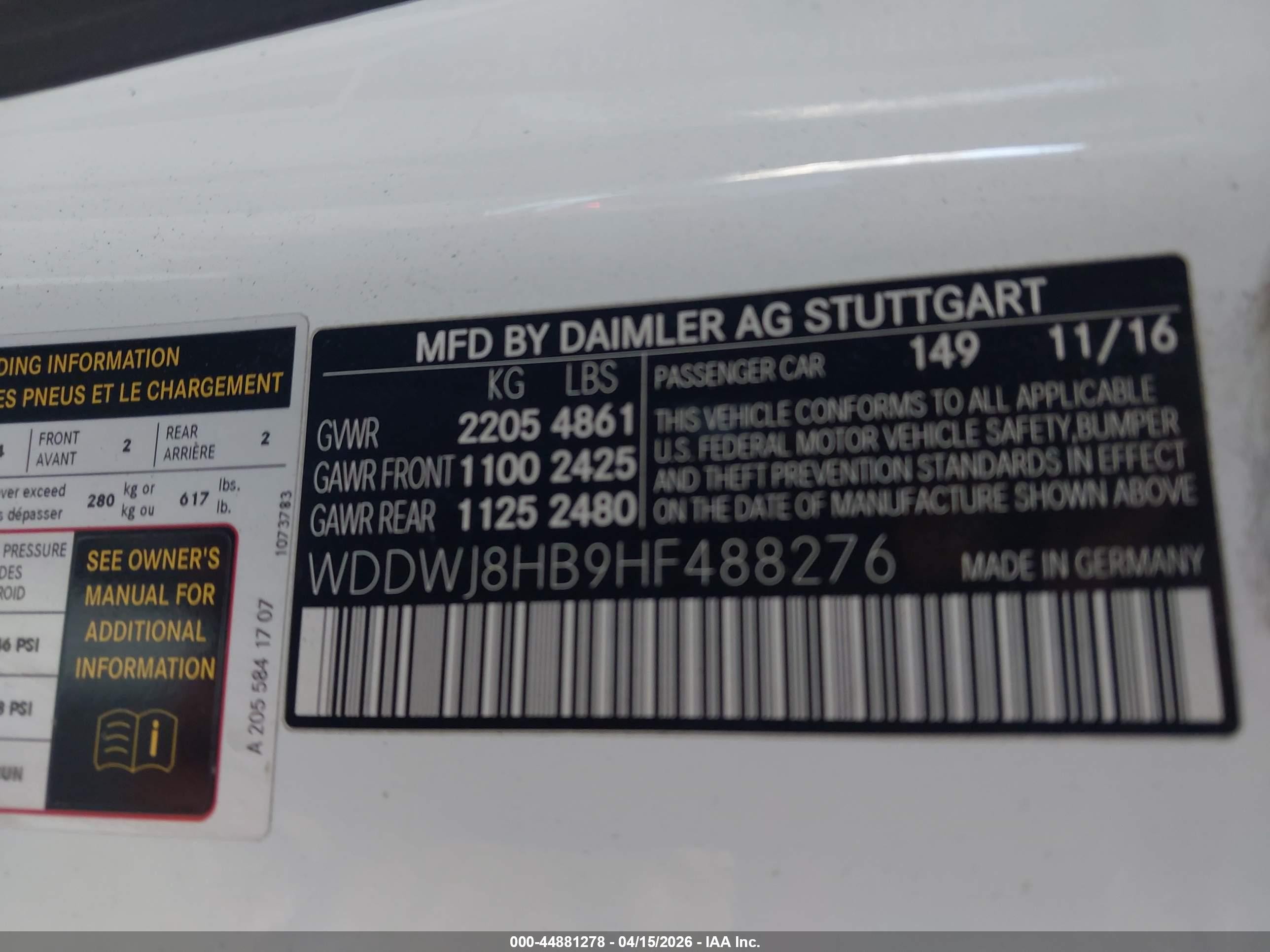 2017 Mercedes-benz Amg C 63 S White vin: WDDWJ8HB9HF488276
