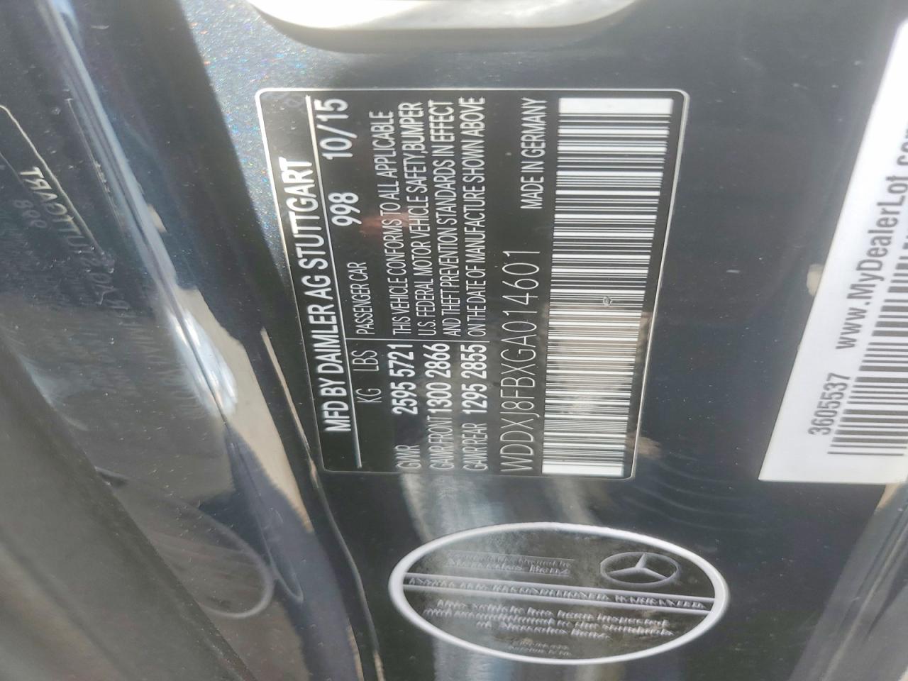 2016 Mercedes-benz S 550 Charcoal vin: WDDXJ8FBXGA014601