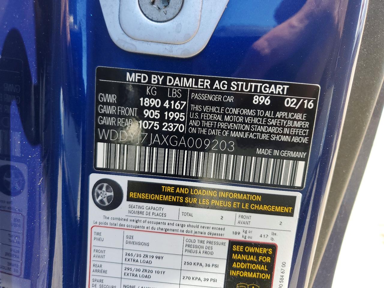 2016 Mercedes-benz Amg Gt S Blue vin: WDDYJ7JAXGA009203