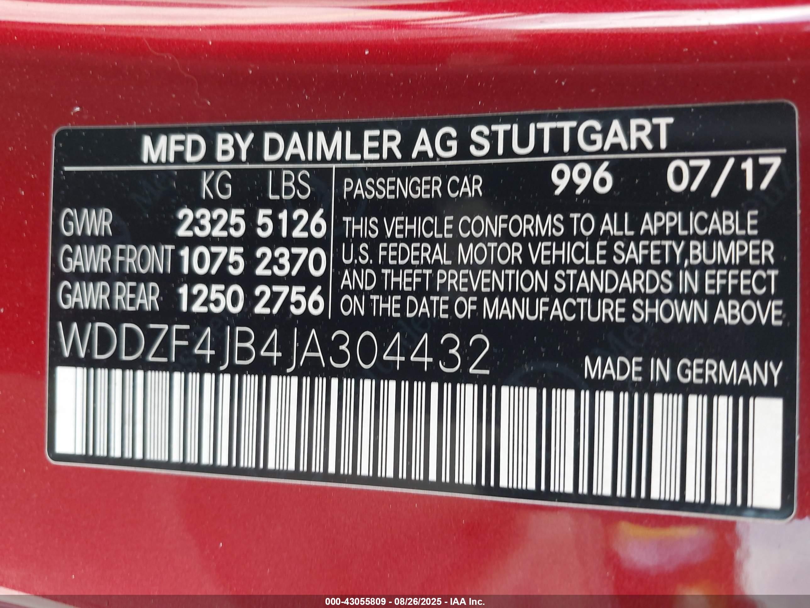 2018 Mercedes-benz E 300   Red vin: WDDZF4JB4JA304432