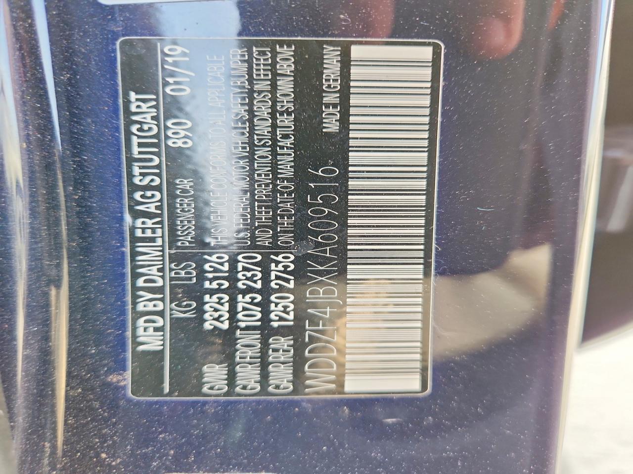 2019 Mercedes-benz E 300 Blue vin: WDDZF4JBXKA609516