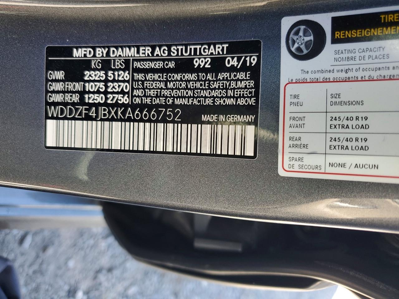 2019 Mercedes-benz E 300 Gray vin: WDDZF4JBXKA666752