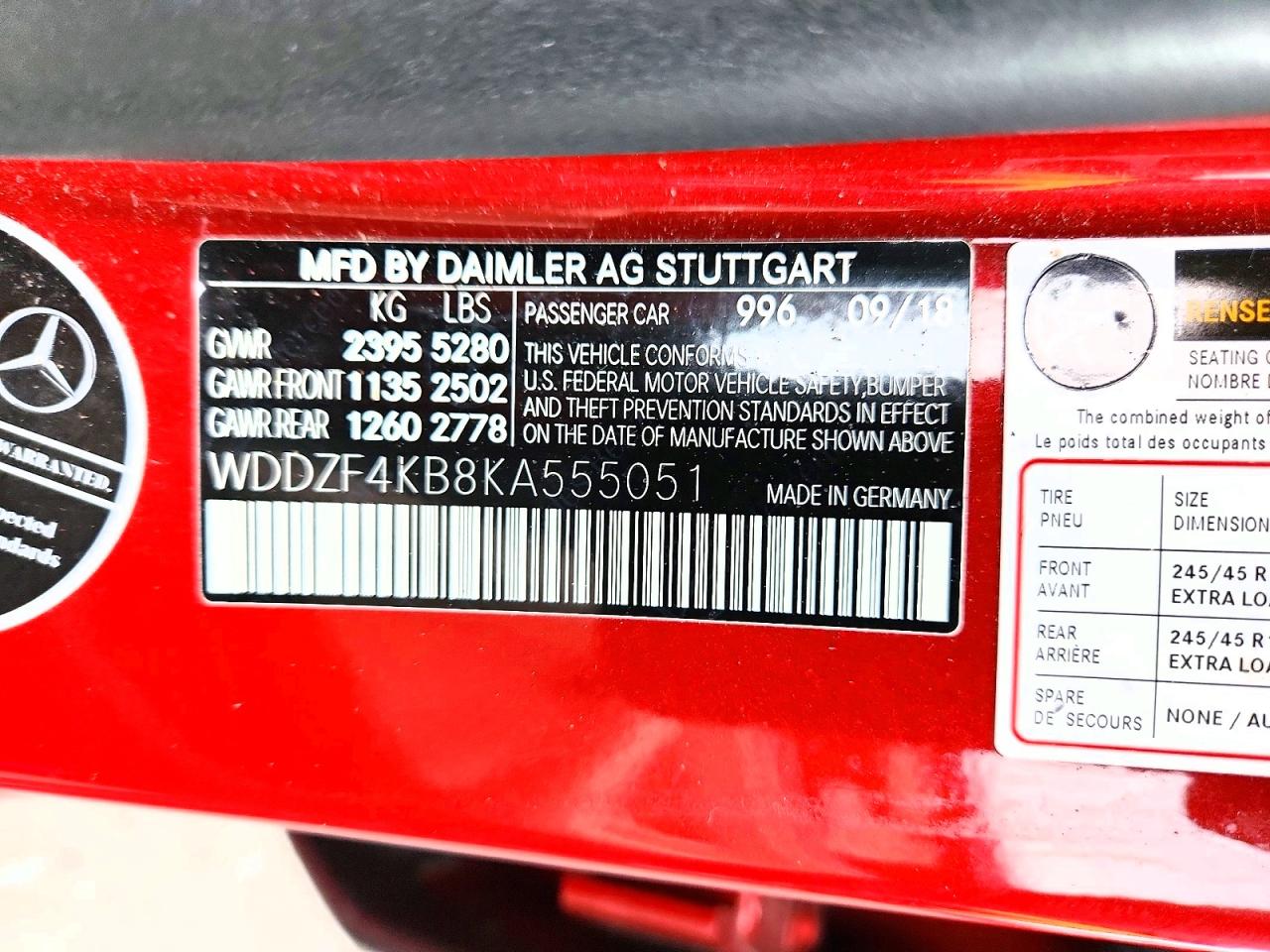 2019 Mercedes-benz E 300 4matic Red vin: WDDZF4KB8KA555051