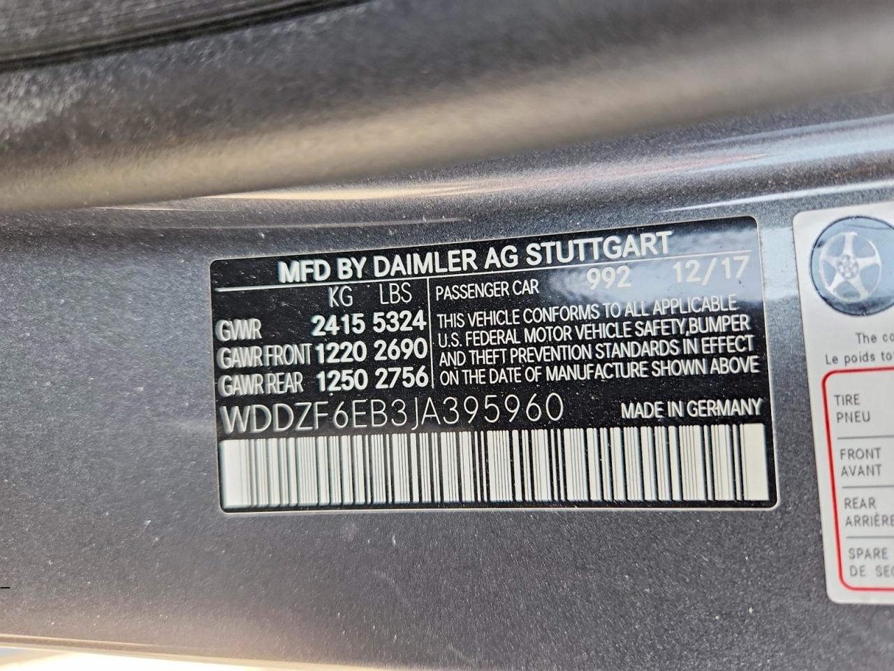 2018 Mercedes-benz E 43 4matic Amg Gray vin: WDDZF6EB3JA395960