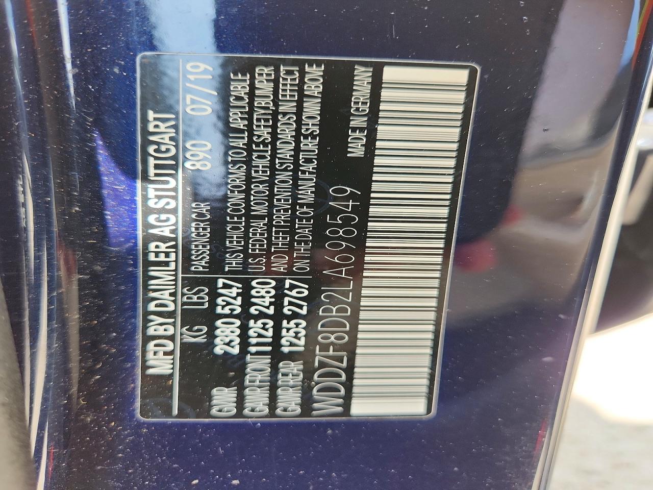 2020 Mercedes-benz E 350 Синий vin: WDDZF8DB2LA698549