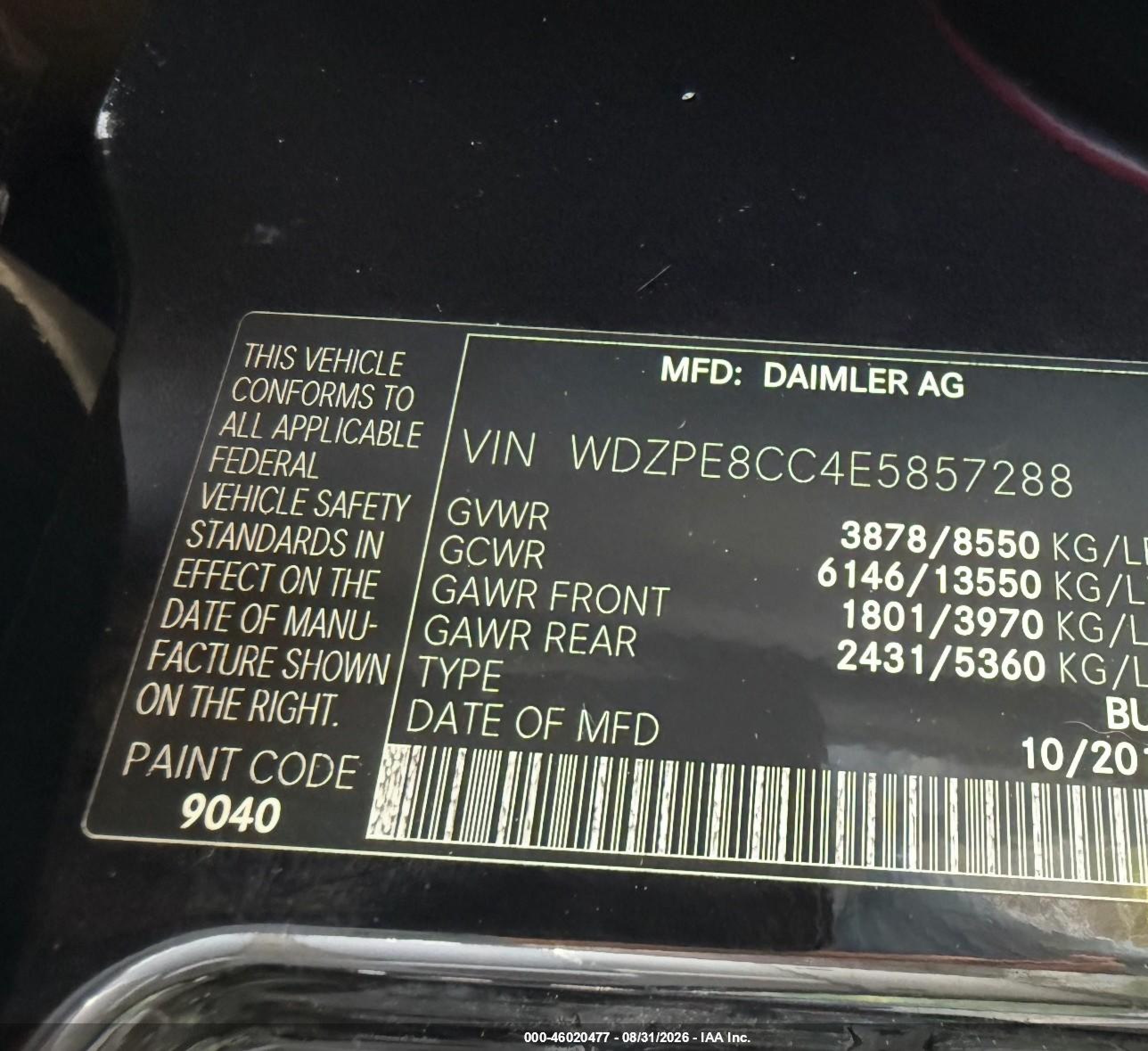 2014 Mercedes-benz Sprinter 2500 High  Roof Gray vin: WDZPE8CC4E5857288
