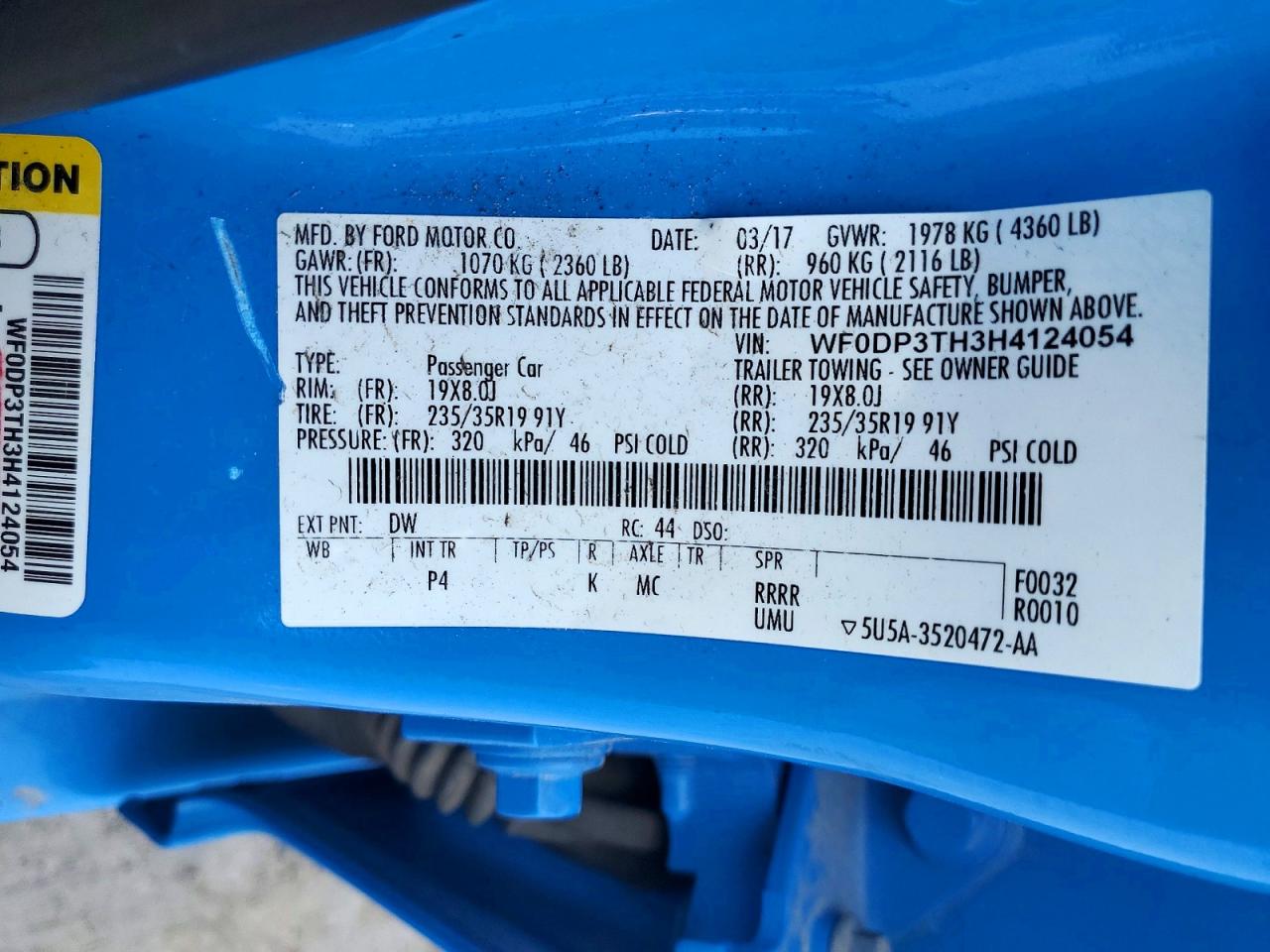 2017 Ford Focus Rs Blue vin: WF0DP3TH3H4124054