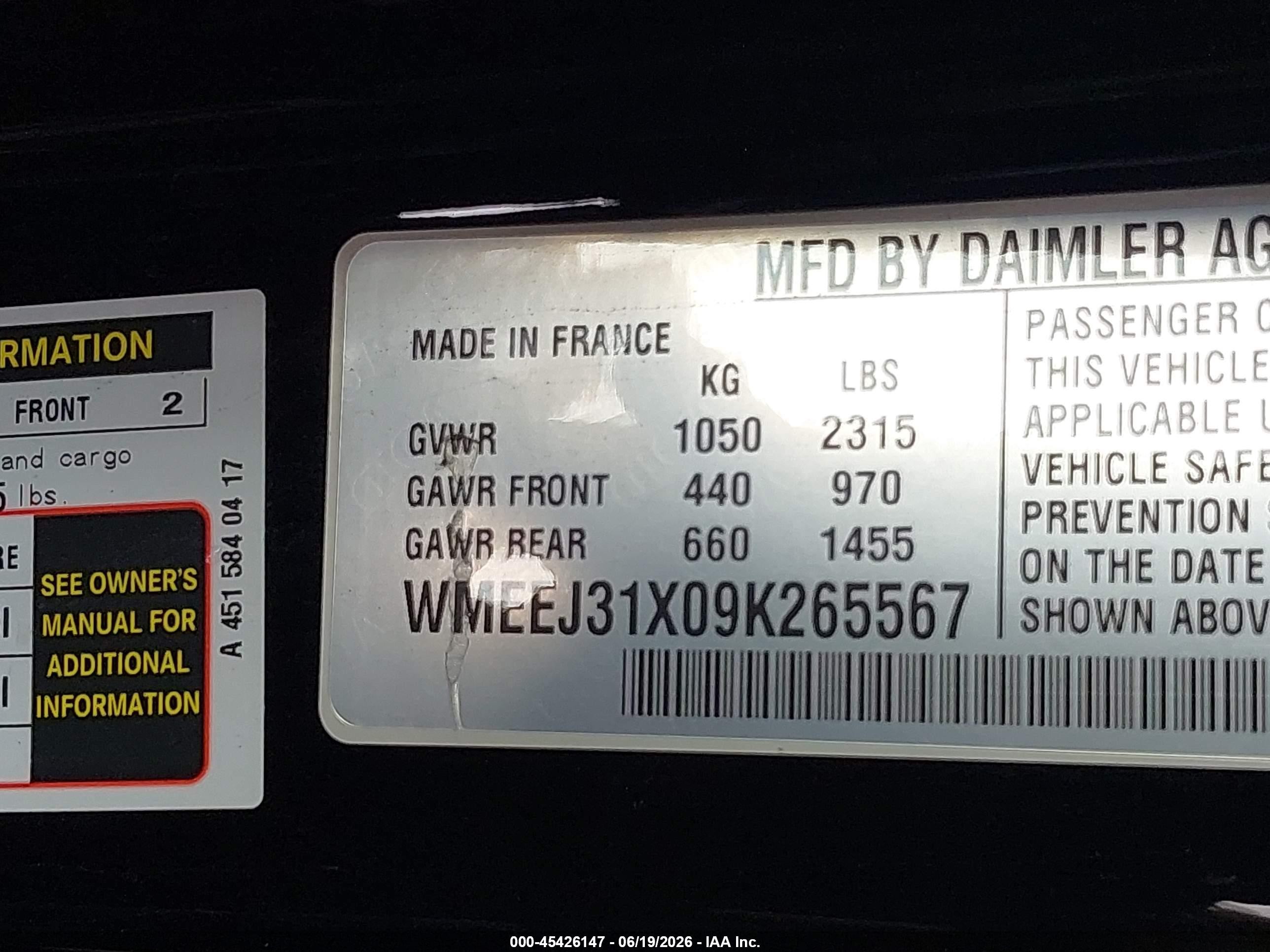 2009 Smart Fortwo Brabus/passion/pure Black vin: WMEEJ31X09K265567