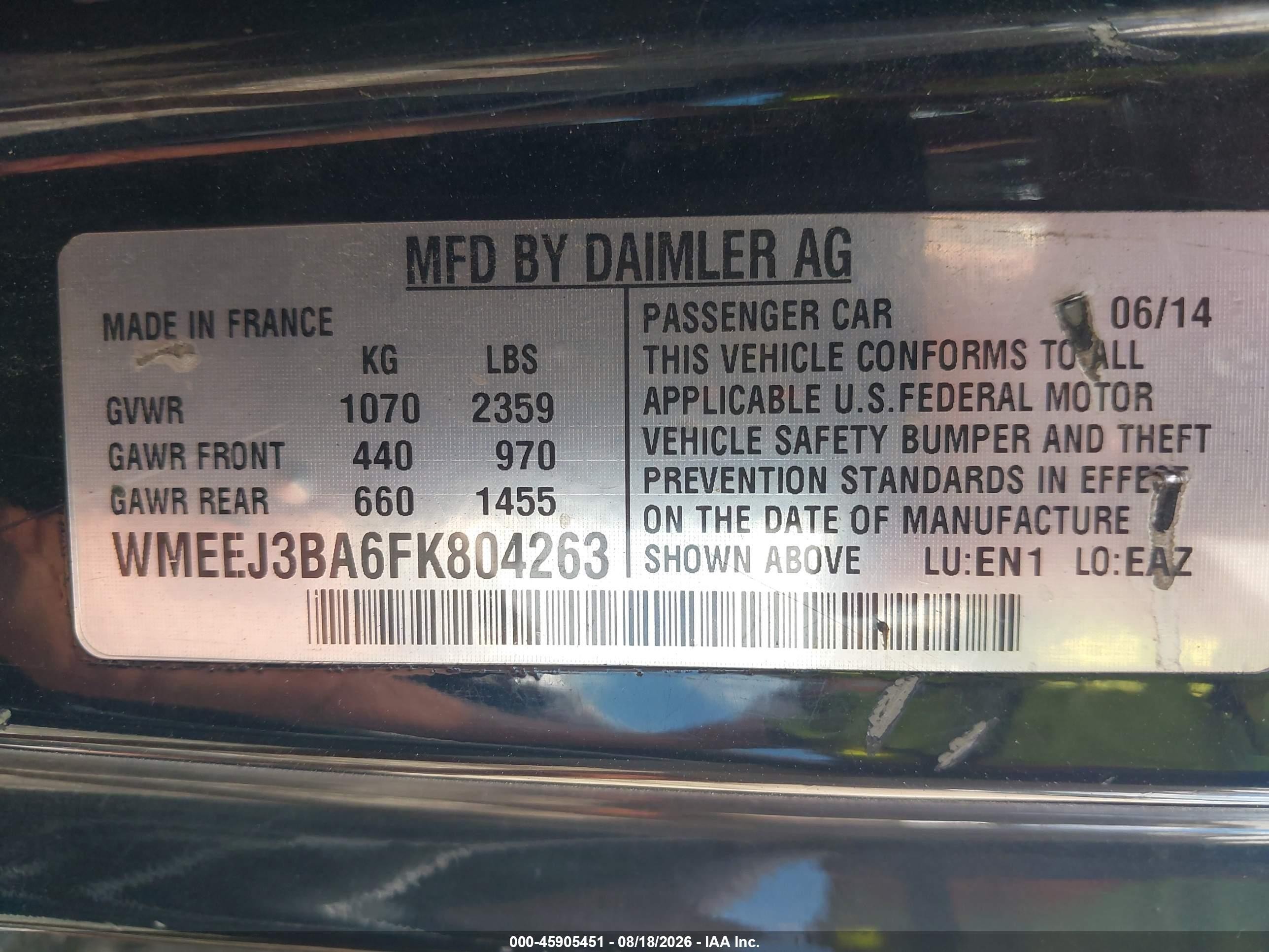 2015 Smart Fortwo Passion White vin: WMEEJ3BA6FK804263