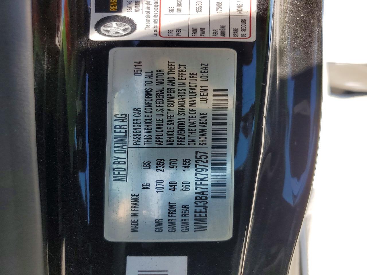 2015 Smart Fortwo Pure White vin: WMEEJ3BA7FK797257