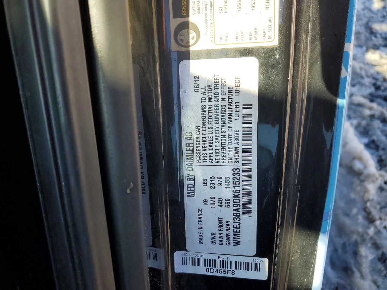 2013 Smart Fortwo Pure Two Tone vin: WMEEJ3BA9DK615233