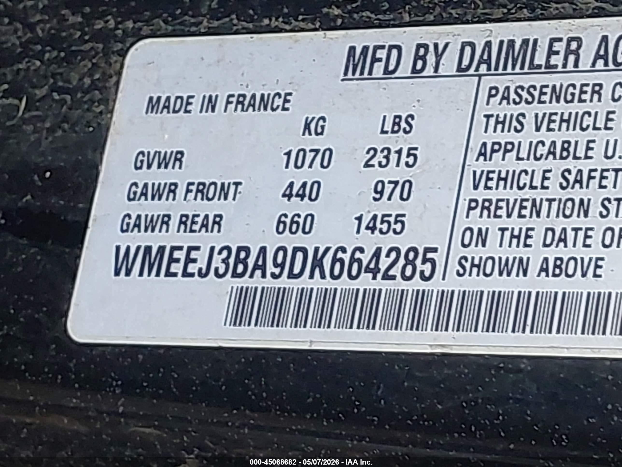2013 Smart Fortwo Pure Gray vin: WMEEJ3BA9DK664285