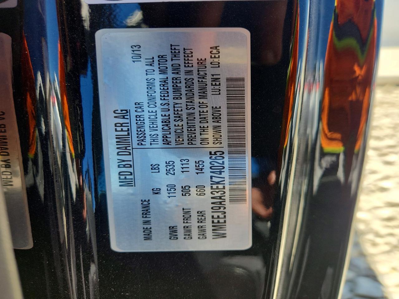 2014 Smart Fortwo Black vin: WMEEJ9AA3EK740265