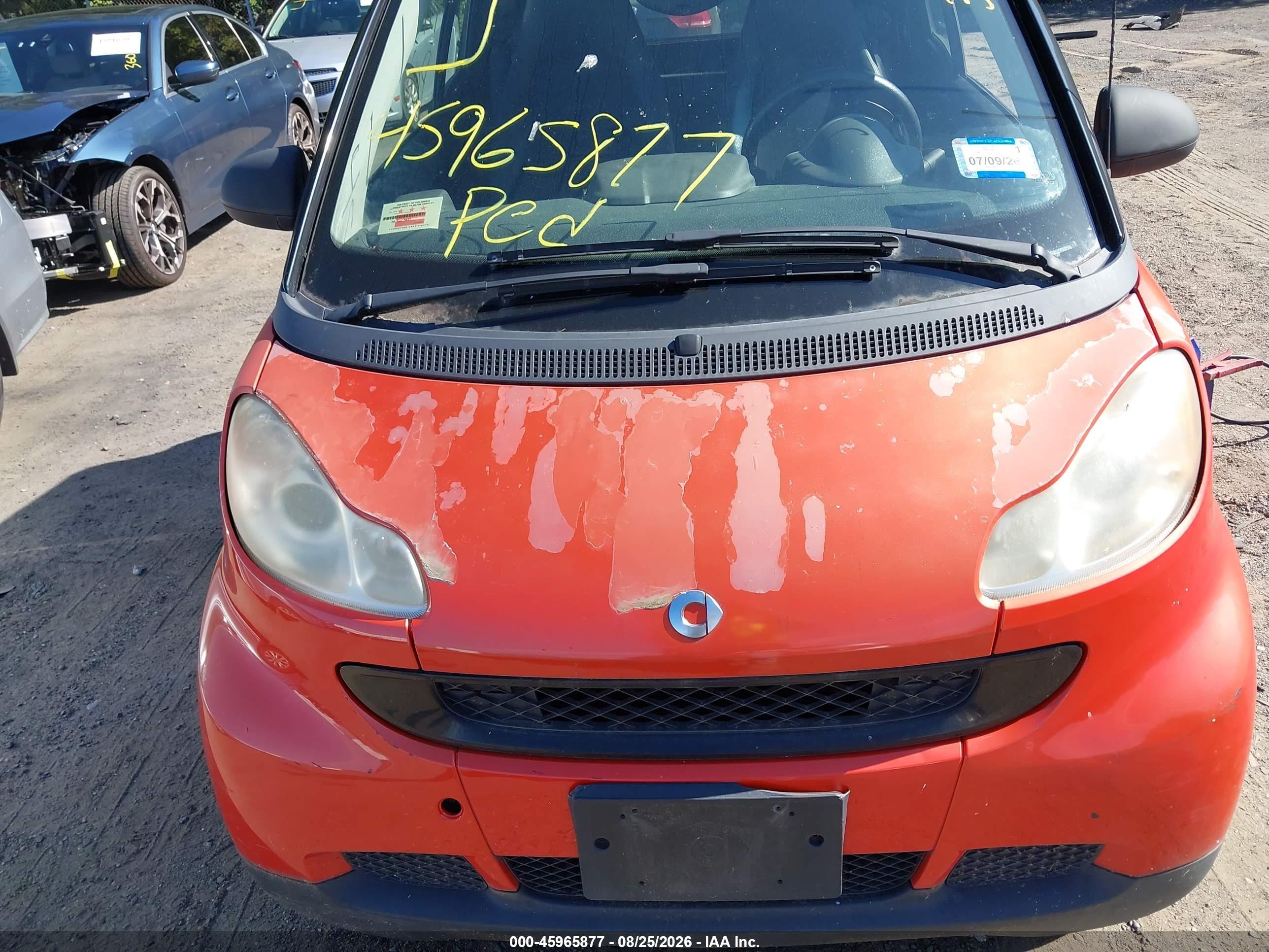 2008 Smart Fortwo Passion Оранжевый vin: WMEEK31X78K100319