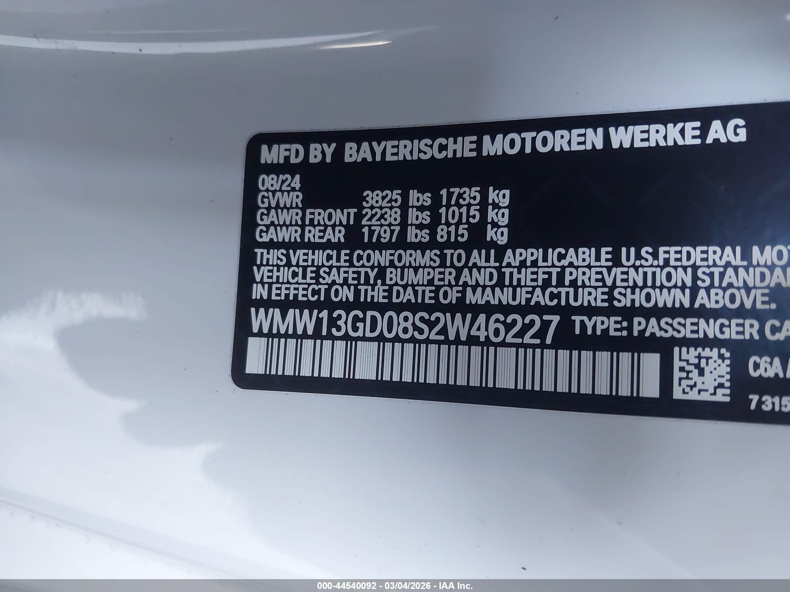 2025 Mini Hardtop Cooper White vin: WMW13GD08S2W46227