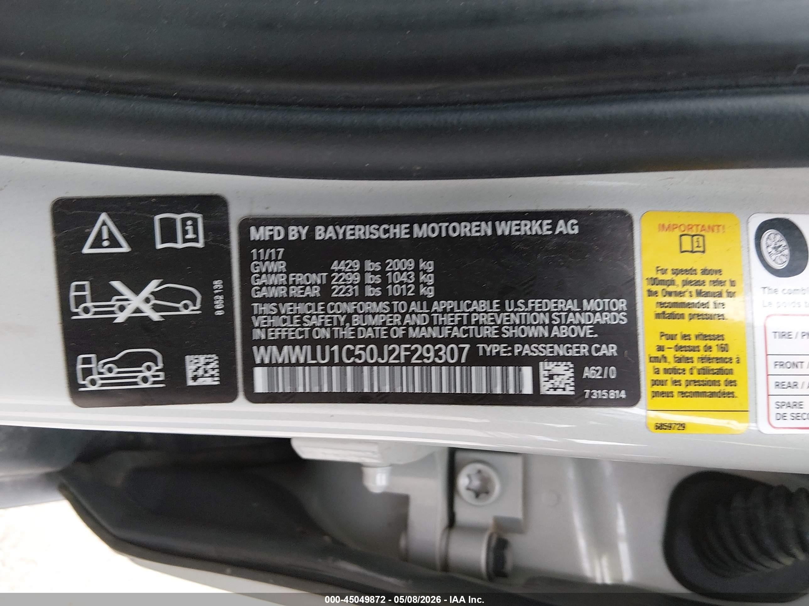 2018 Mini Clubman Cooper Gray vin: WMWLU1C50J2F29307