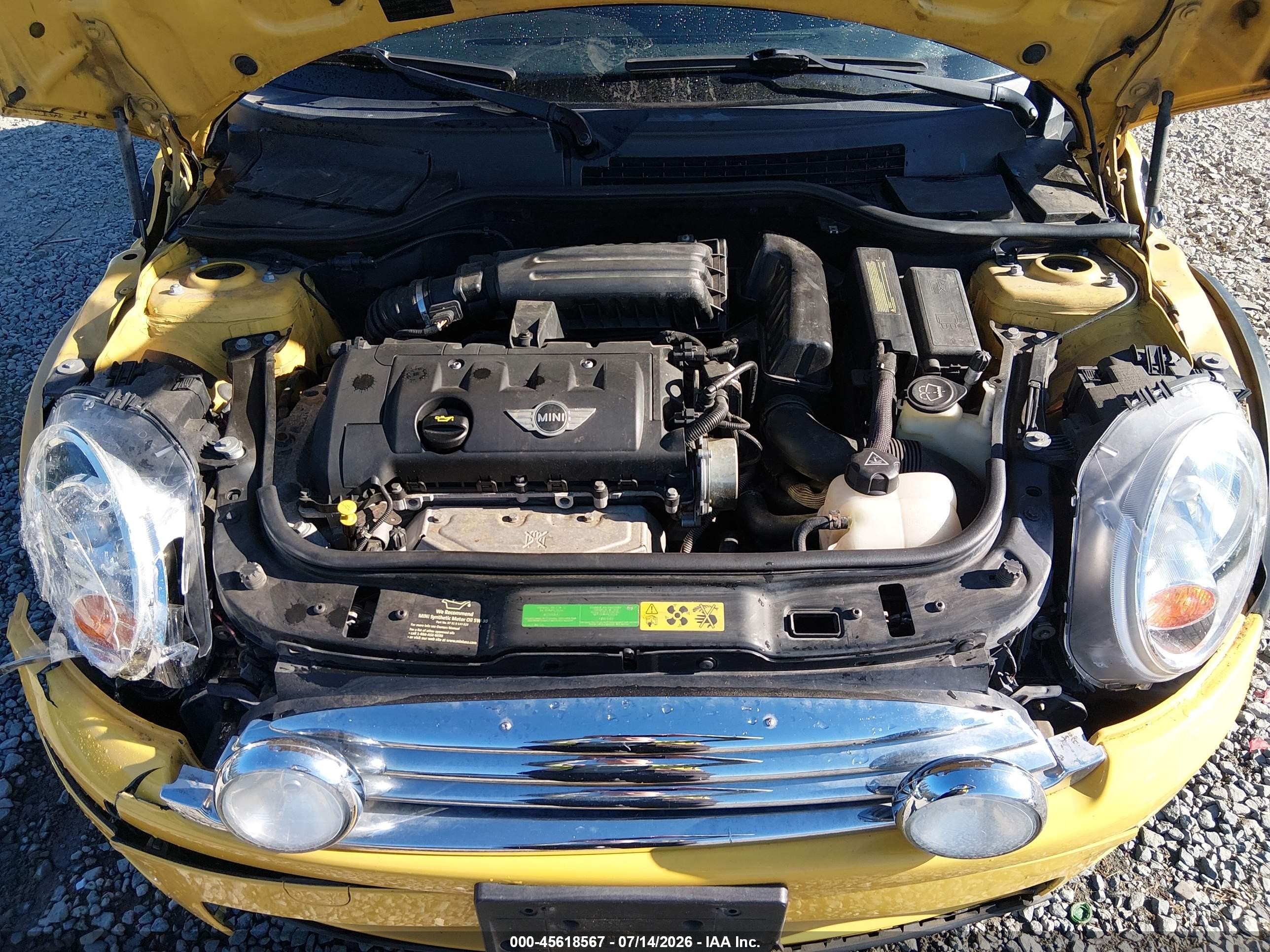 2008 Mini Cooper Hardtop   Yellow vin: WMWMF33558TT61787