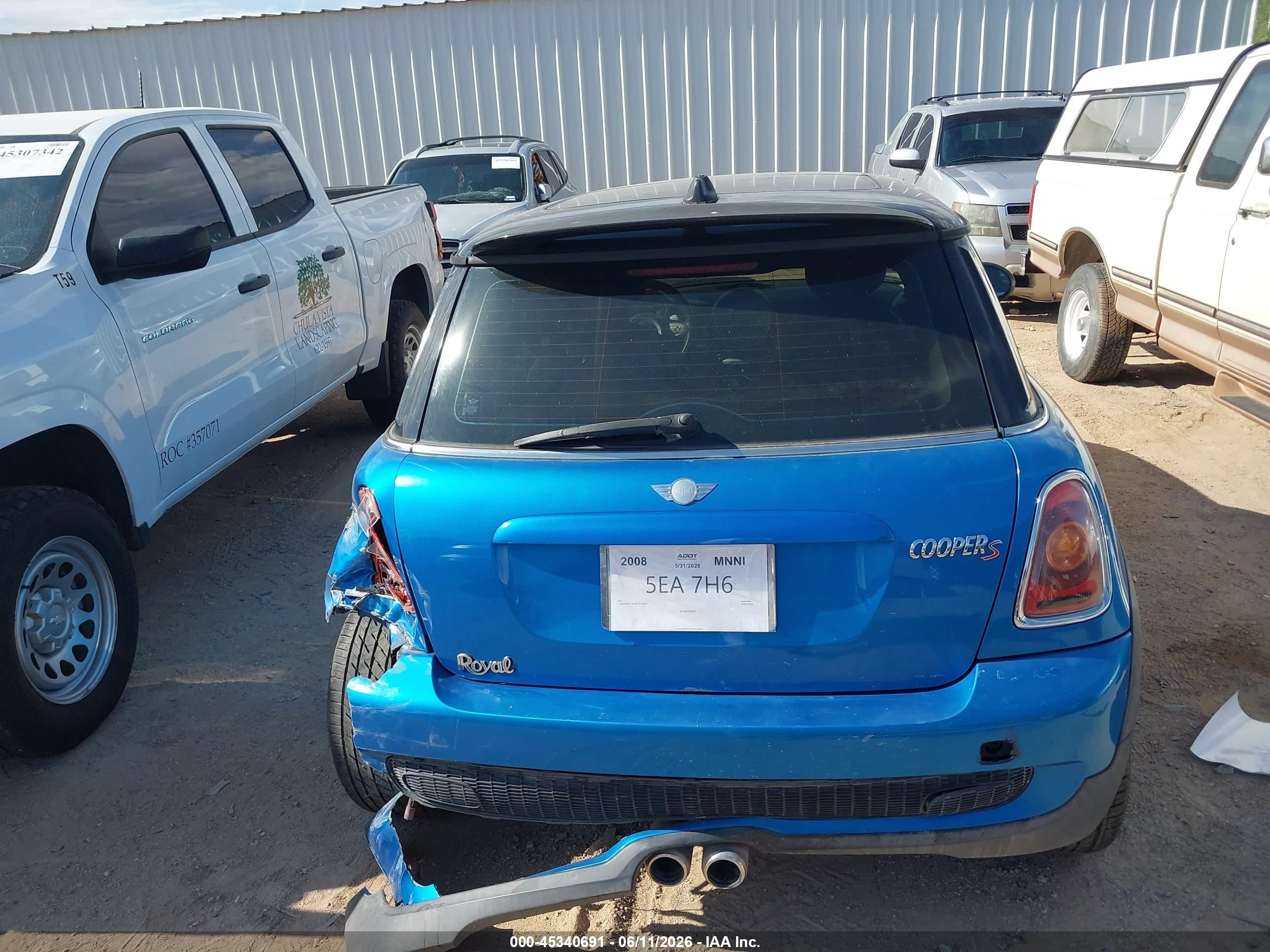 2008 Mini Cooper S   Blue vin: WMWMF73528TV33944