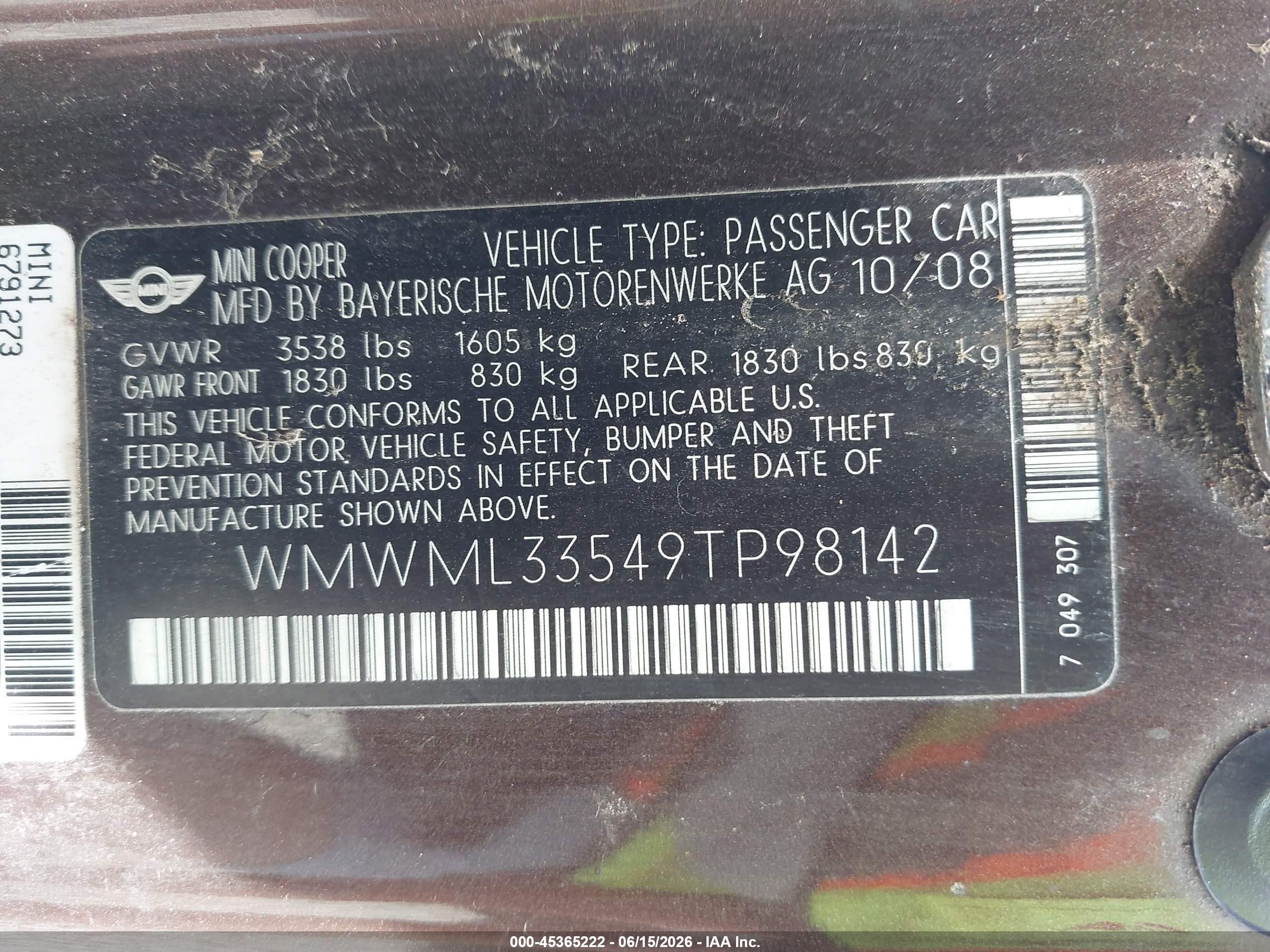 2009 Mini Cooper Clubman   Brown vin: WMWML33549TP98142