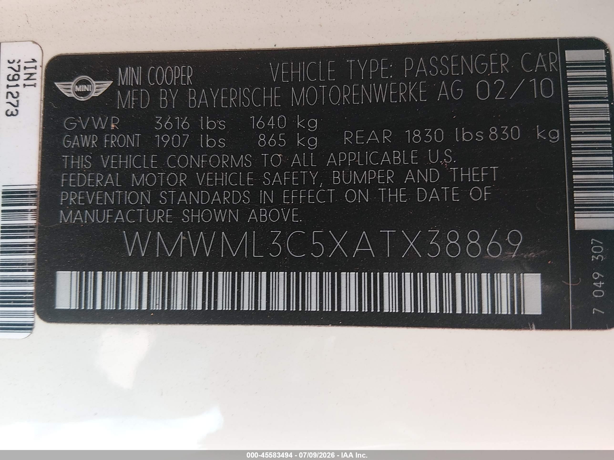 2010 Mini Cooper Clubman   Кремовый vin: WMWML3C5XATX38869