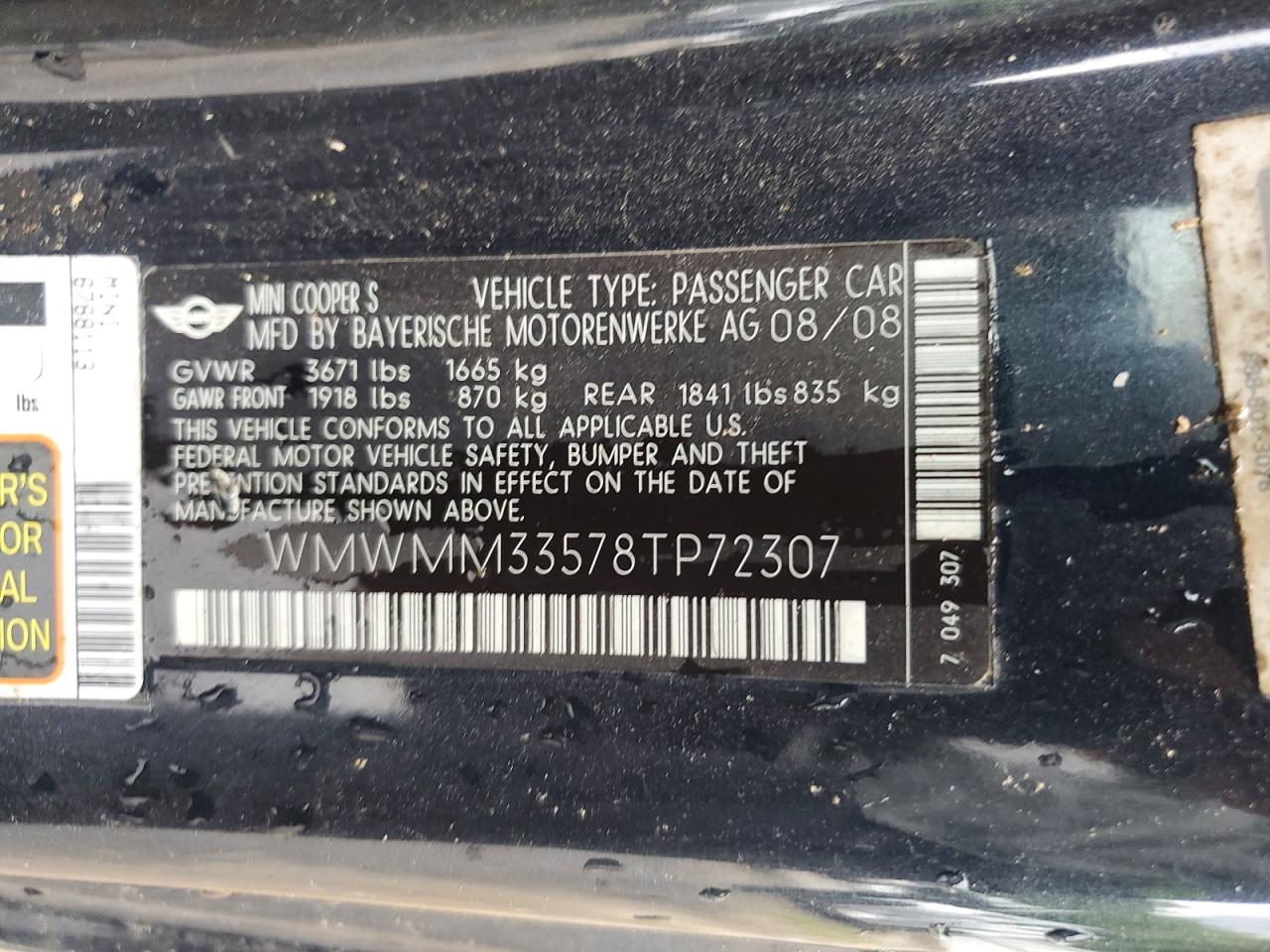 2008 Mini Cooper S Clubman Two Tone vin: WMWMM33578TP72307