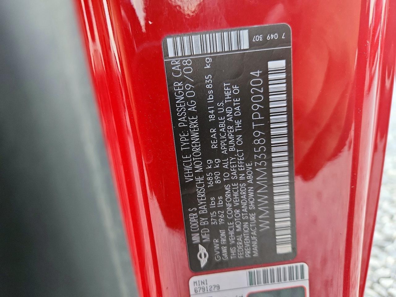 2009 Mini Cooper S Clubman Red vin: WMWMM33589TP90204