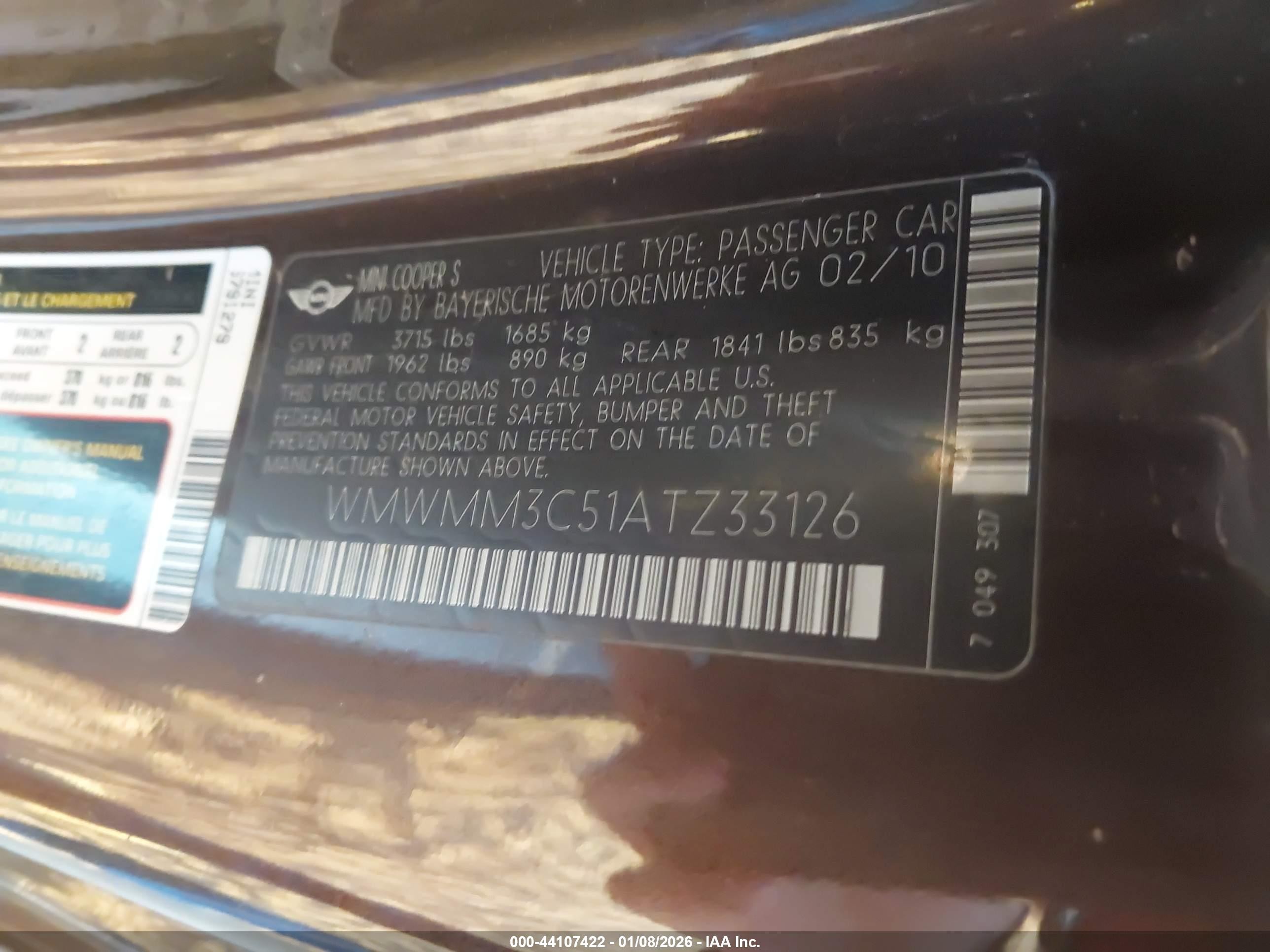2010 Mini Cooper S Clubman   Brown vin: WMWMM3C51ATZ33126
