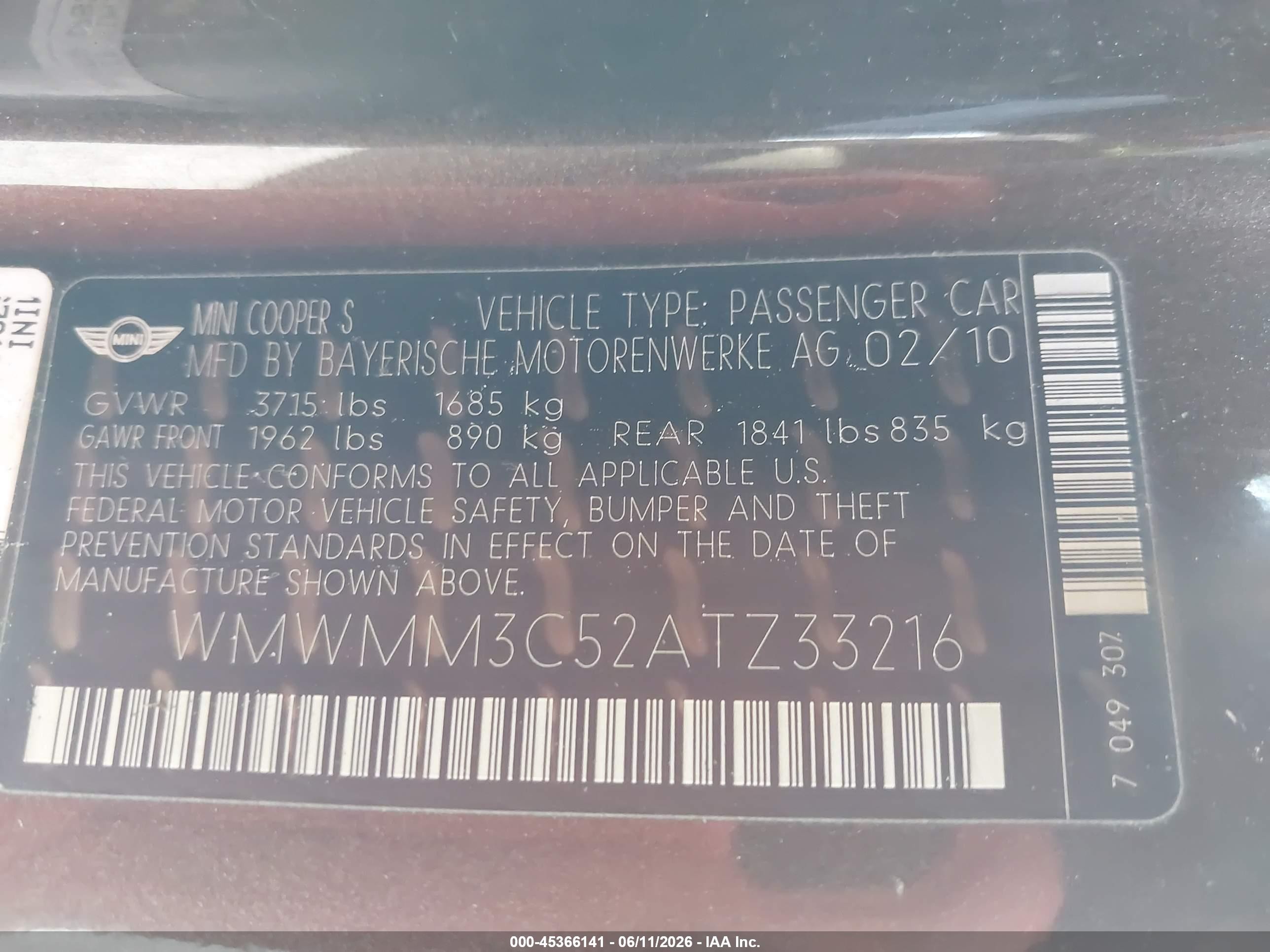 2010 Mini Cooper S Clubman   Brown vin: WMWMM3C52ATZ33216
