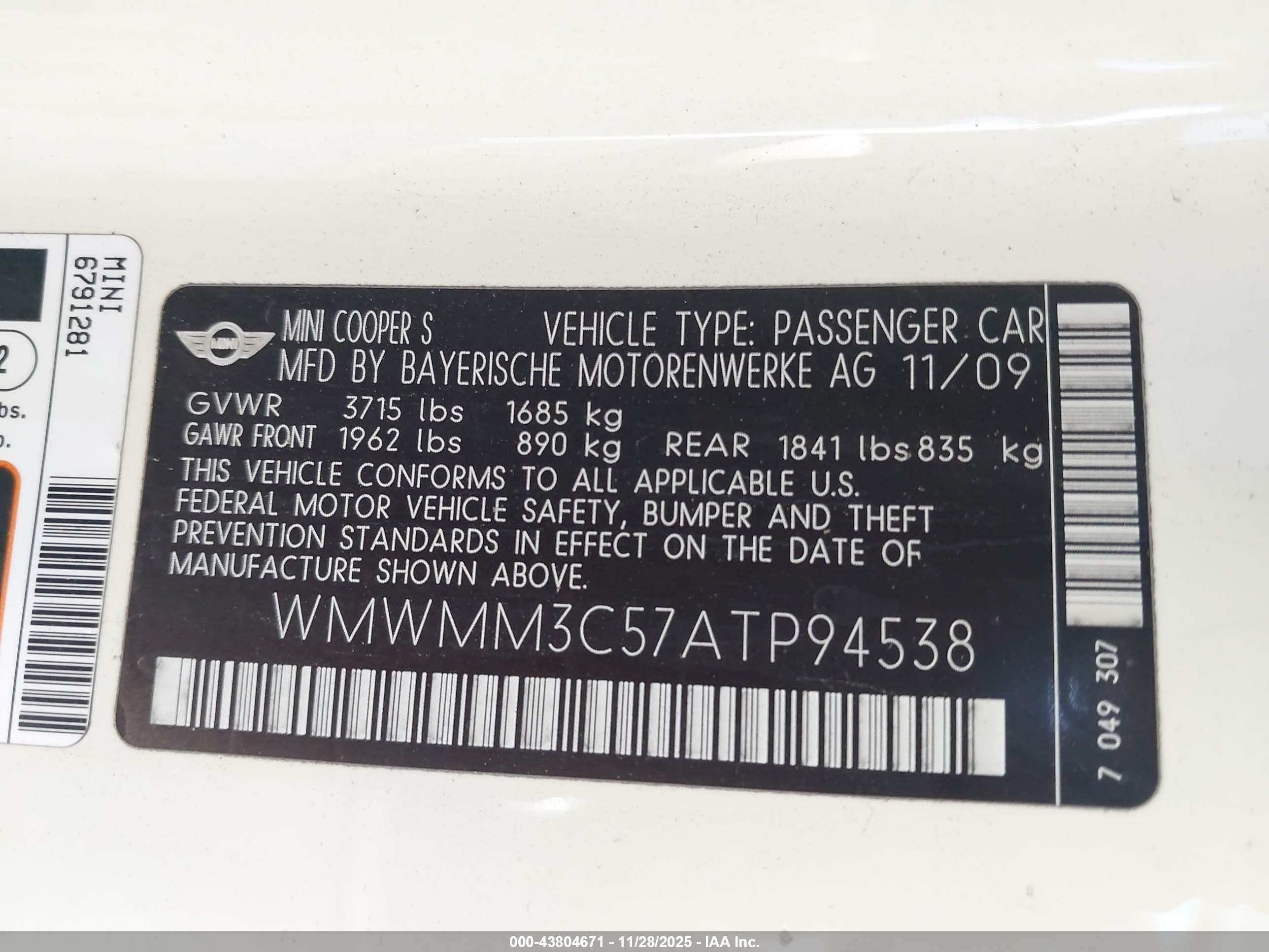 2010 Mini Cooper S Clubman   Cream vin: WMWMM3C57ATP94538
