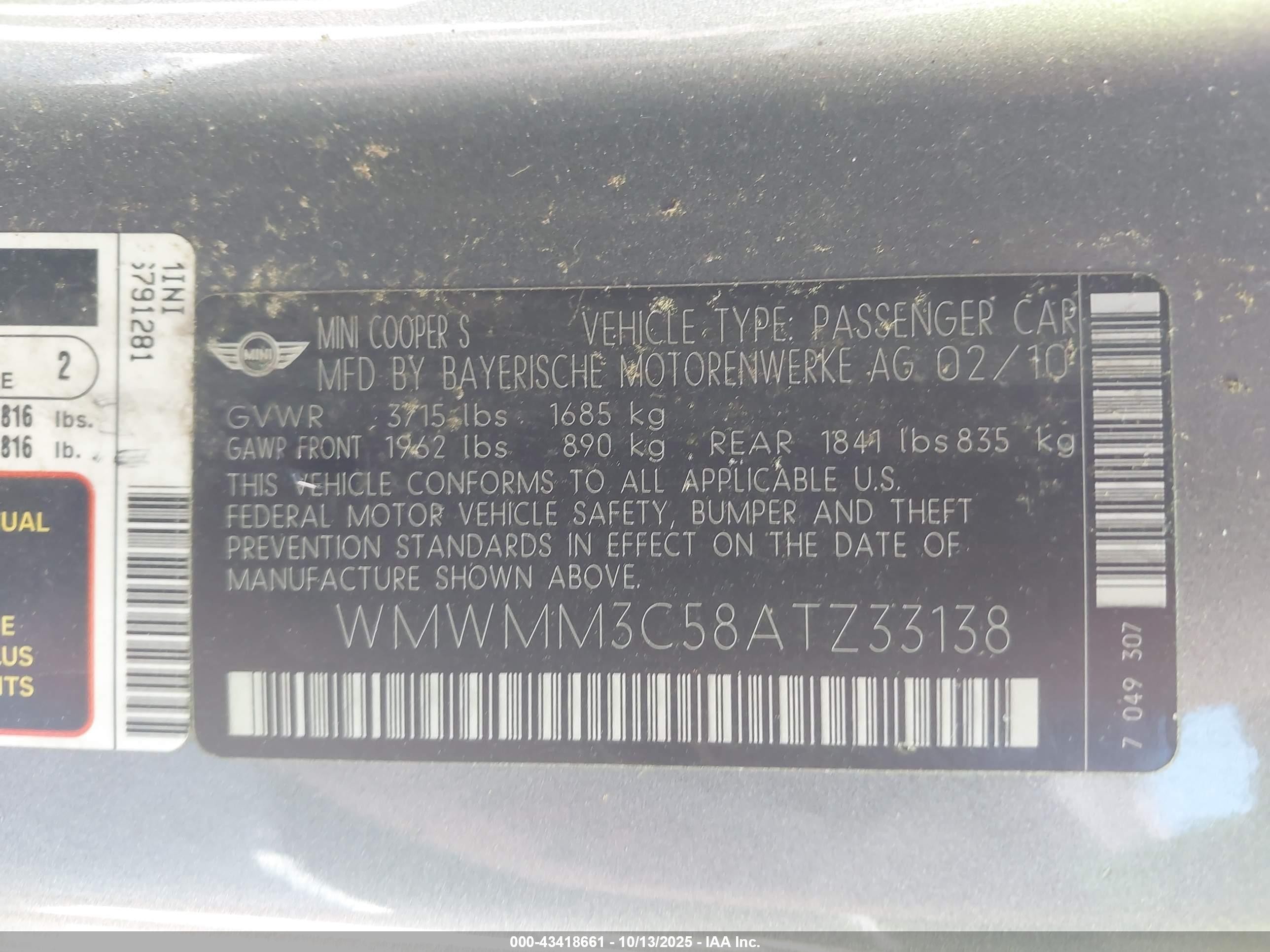 2010 Mini Cooper S Clubman   Gray vin: WMWMM3C58ATZ33138