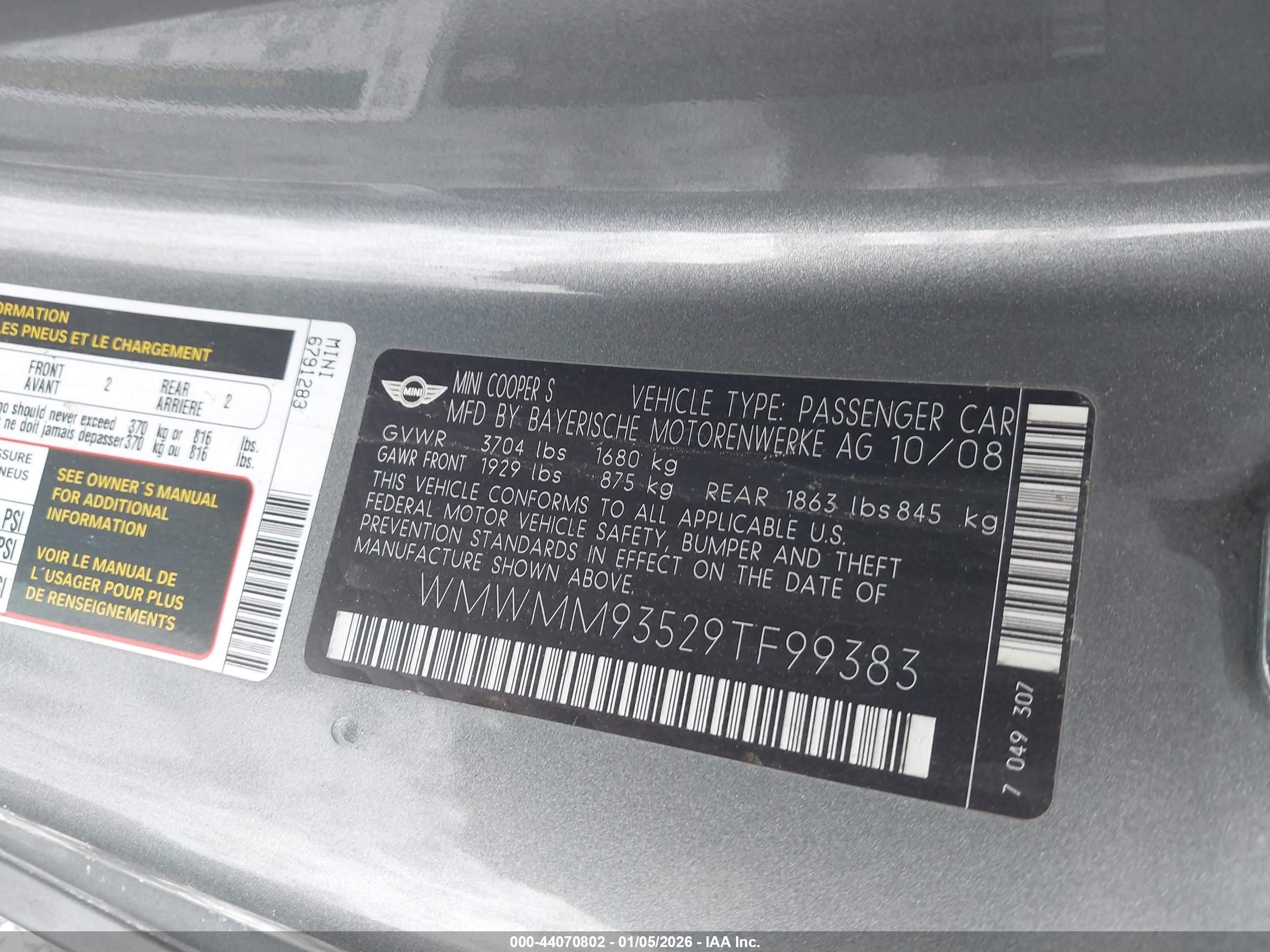 2009 Mini John Cooper Works Clubman   Gray vin: WMWMM93529TF99383
