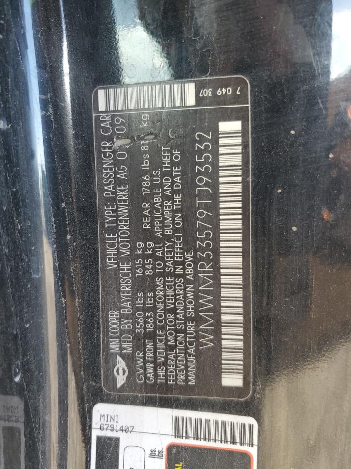 2009 Mini Cooper Black vin: WMWMR33579TJ93532