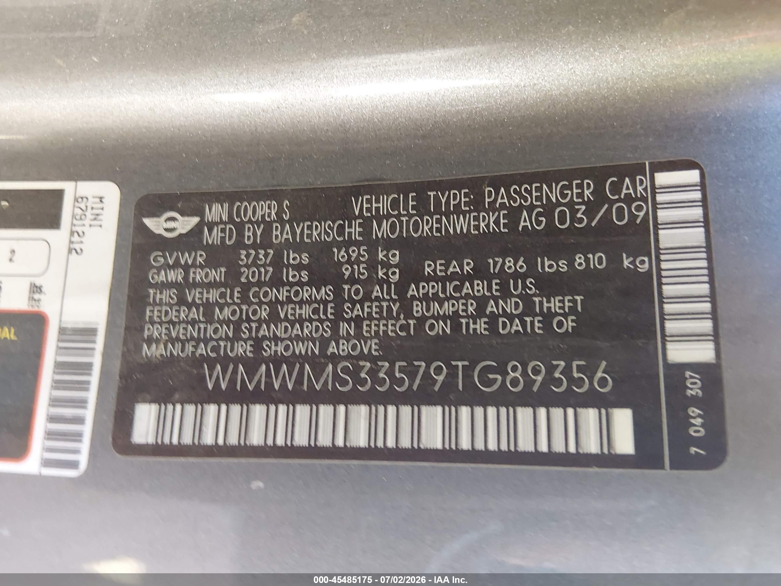 2009 Mini Cooper S   Pink vin: WMWMS33579TG89356