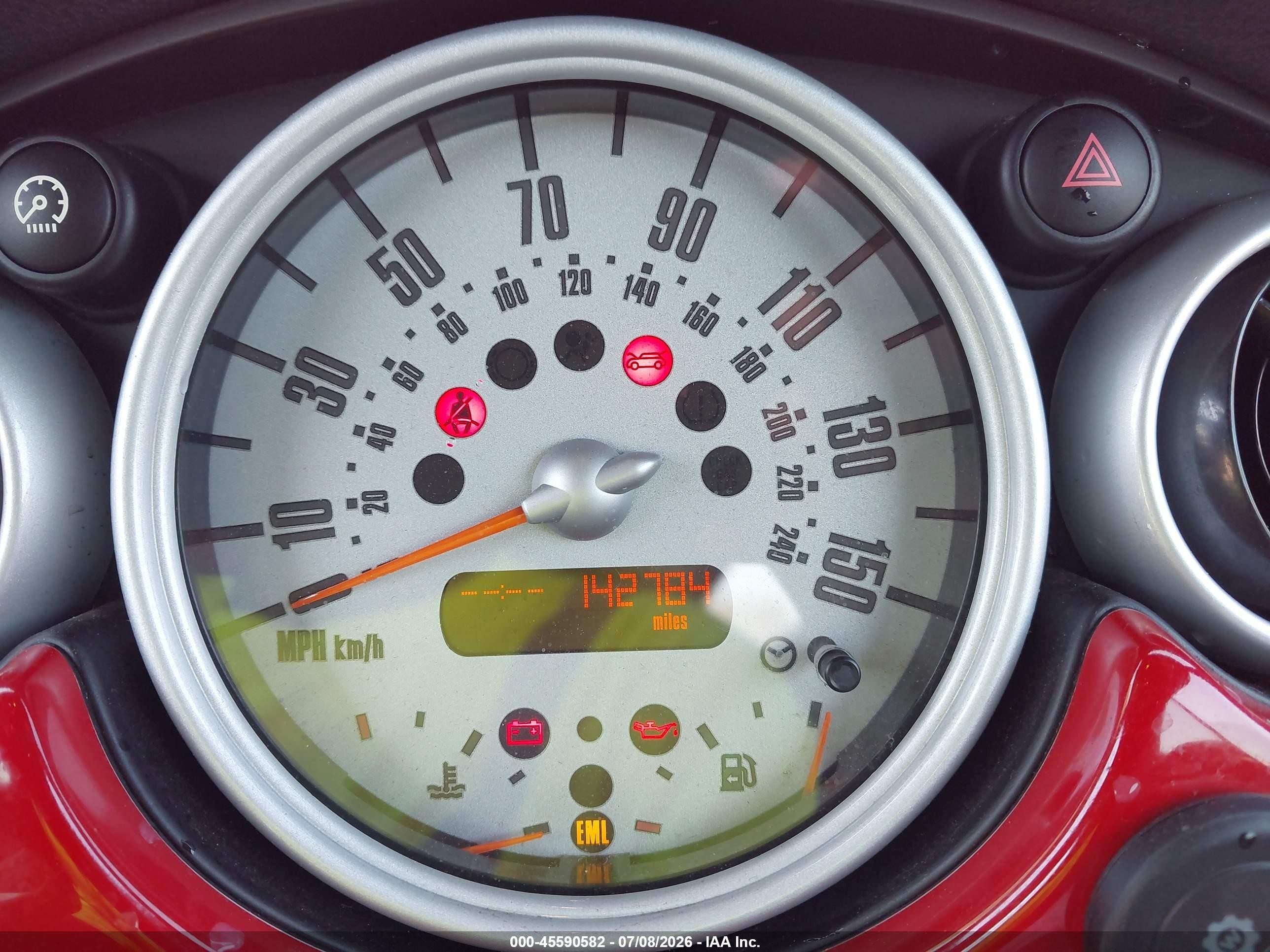 2007 Mini Cooper S   Red vin: WMWRH33587TJ43440