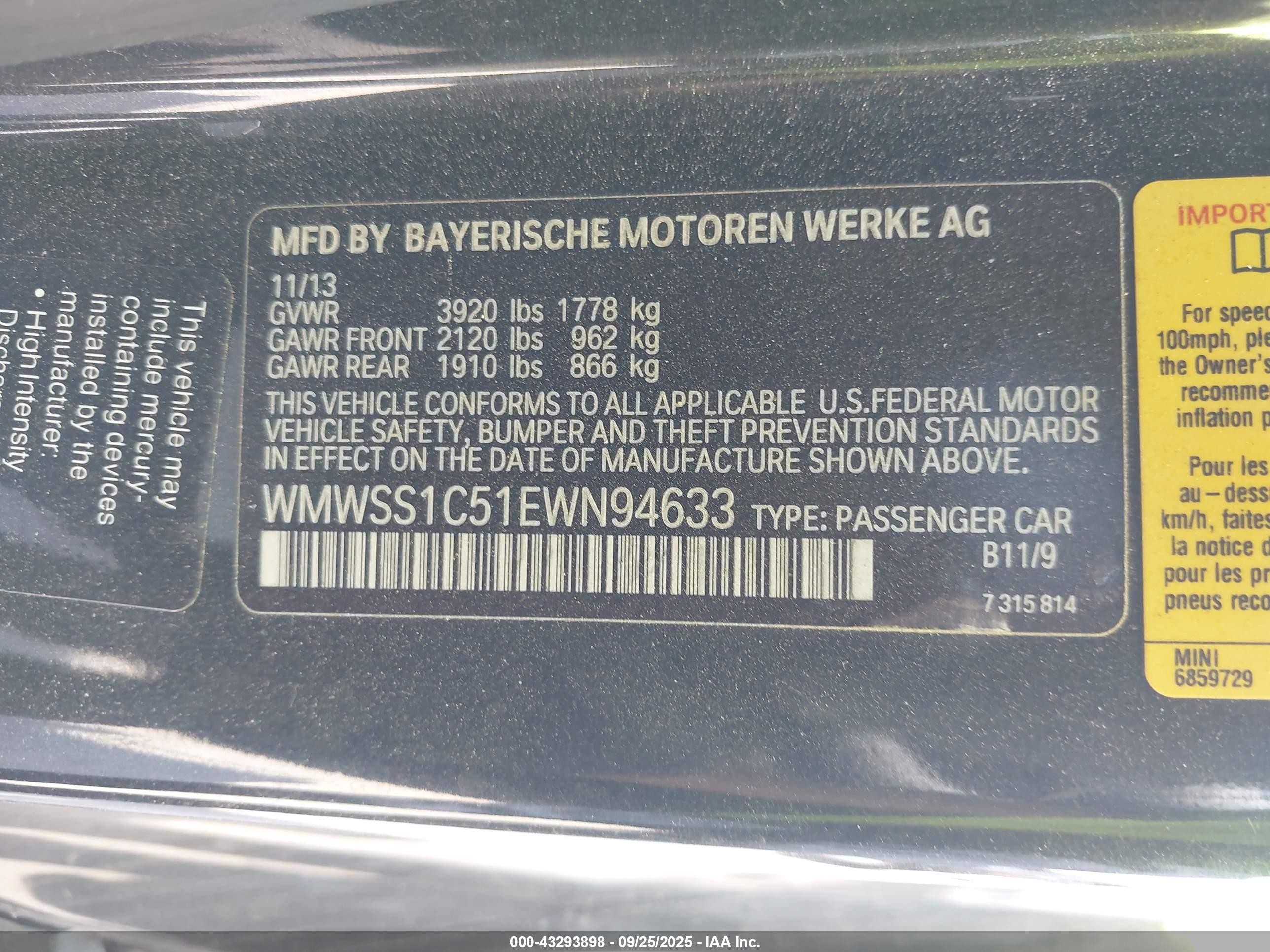 2014 Mini Paceman Cooper Black vin: WMWSS1C51EWN94633