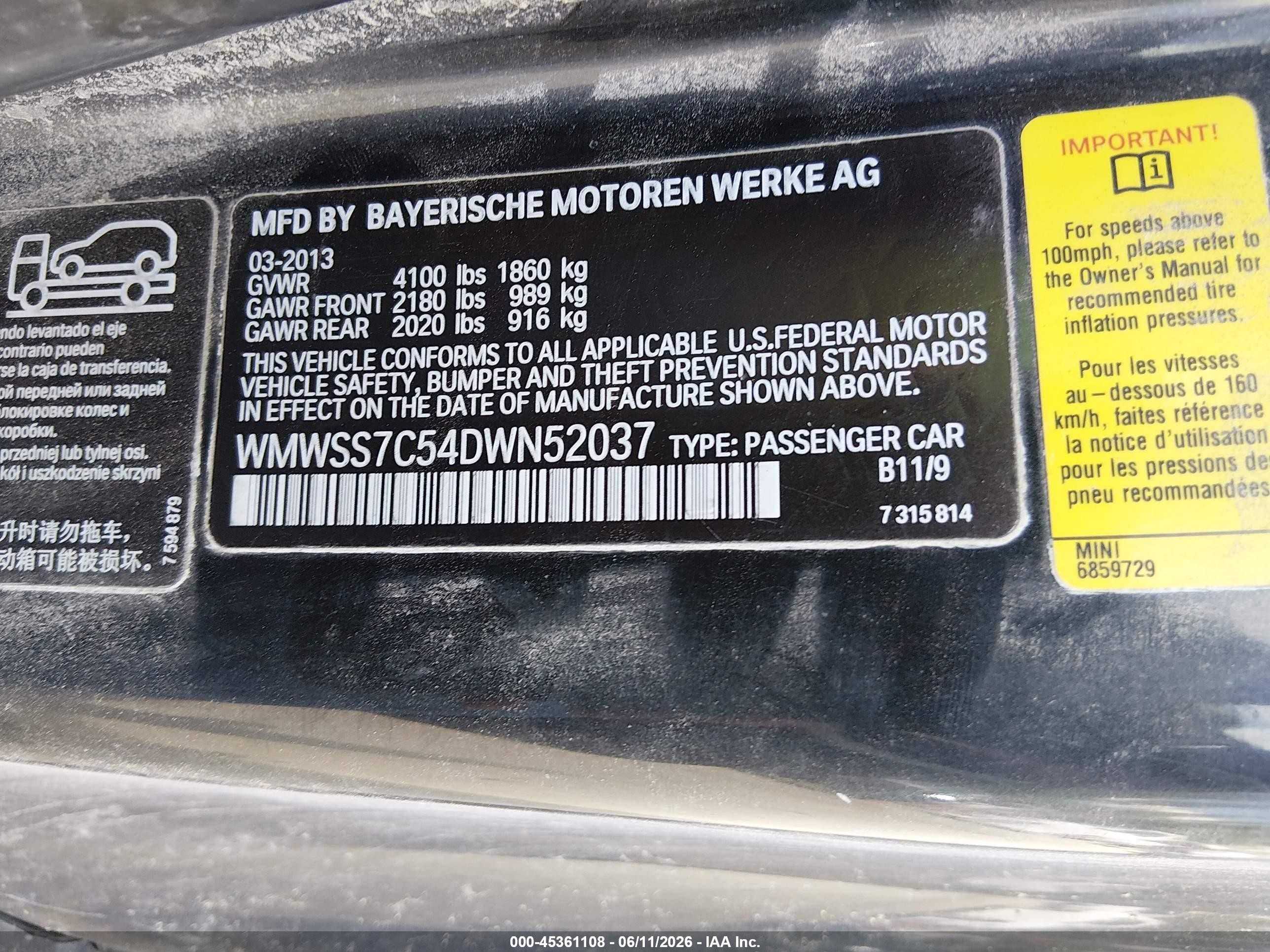 2013 Mini Paceman Cooper S Black vin: WMWSS7C54DWN52037