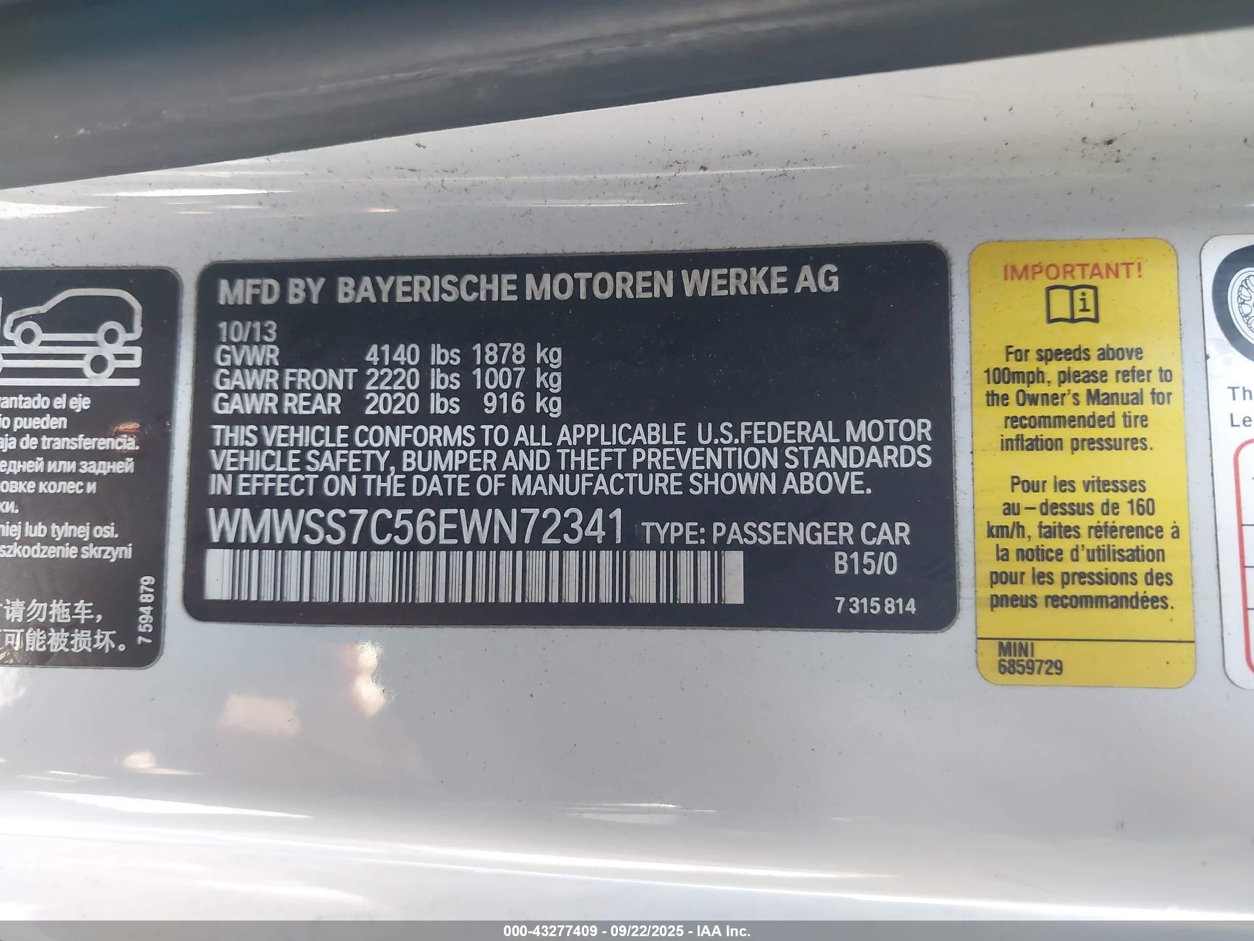 2014 Mini Paceman Cooper S White vin: WMWSS7C56EWN72341