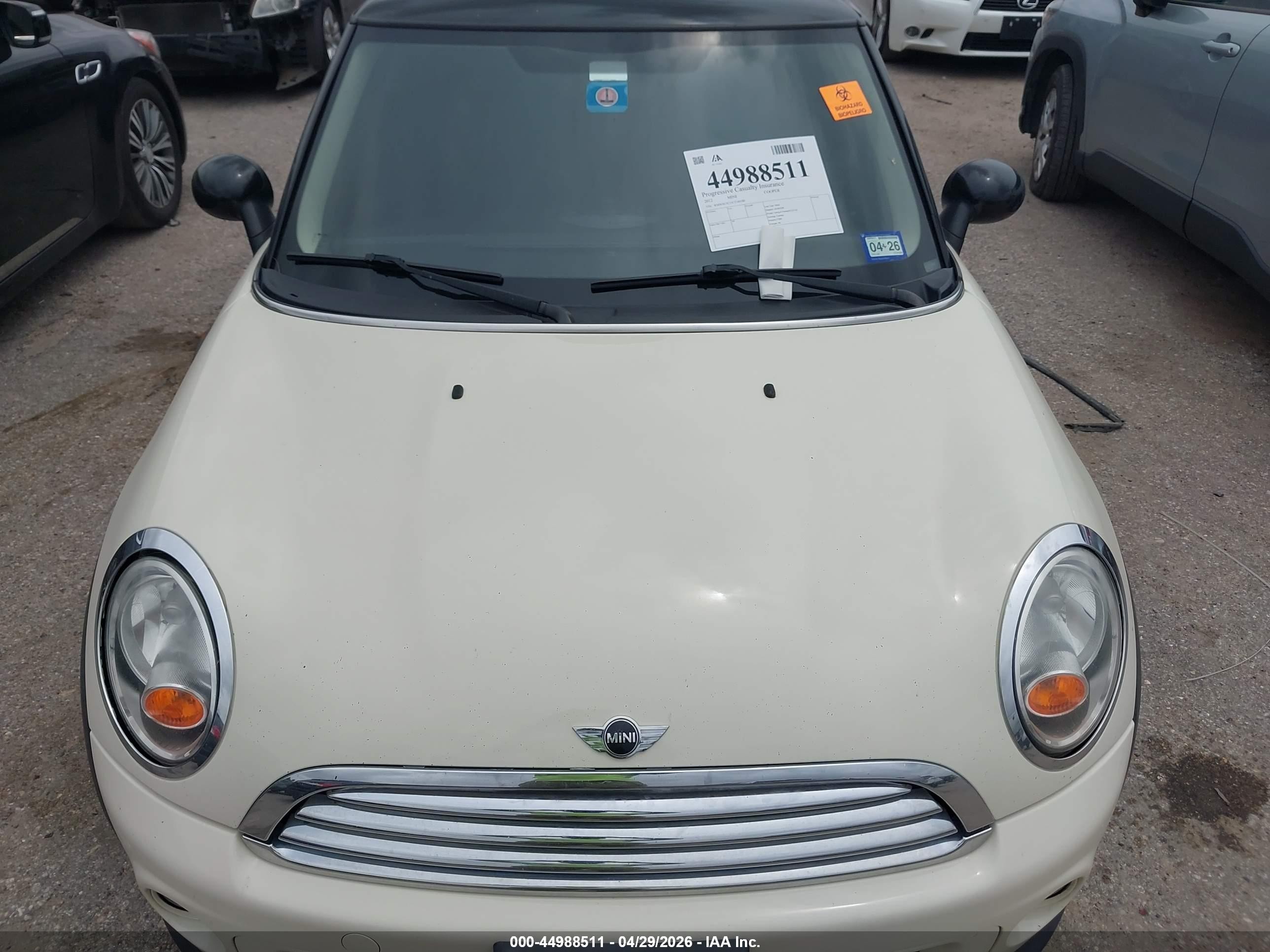 2012 Mini Cooper   White vin: WMWSU3C55CT540580