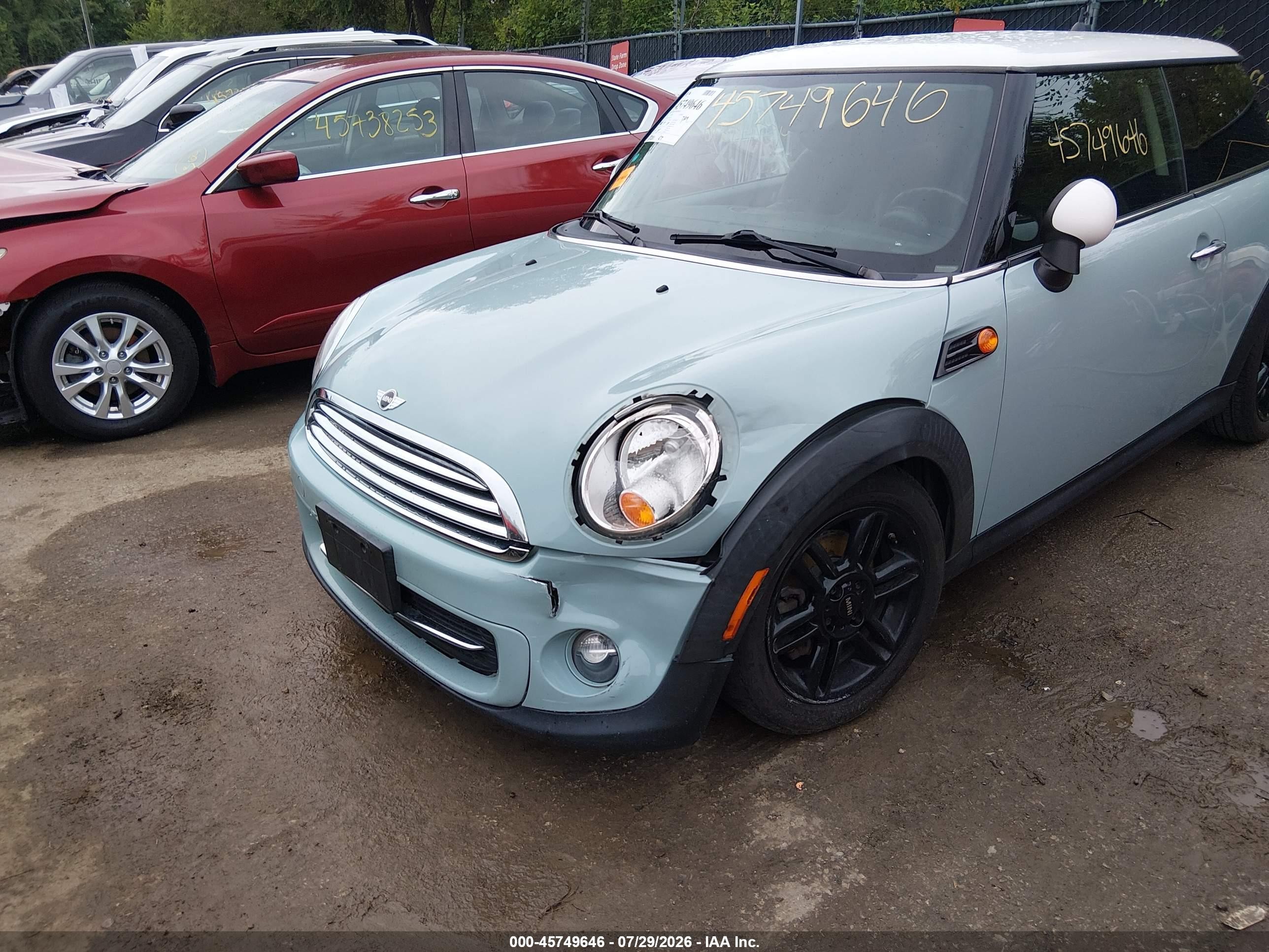 2012 Mini Cooper   Green vin: WMWSU3C5XCT264316