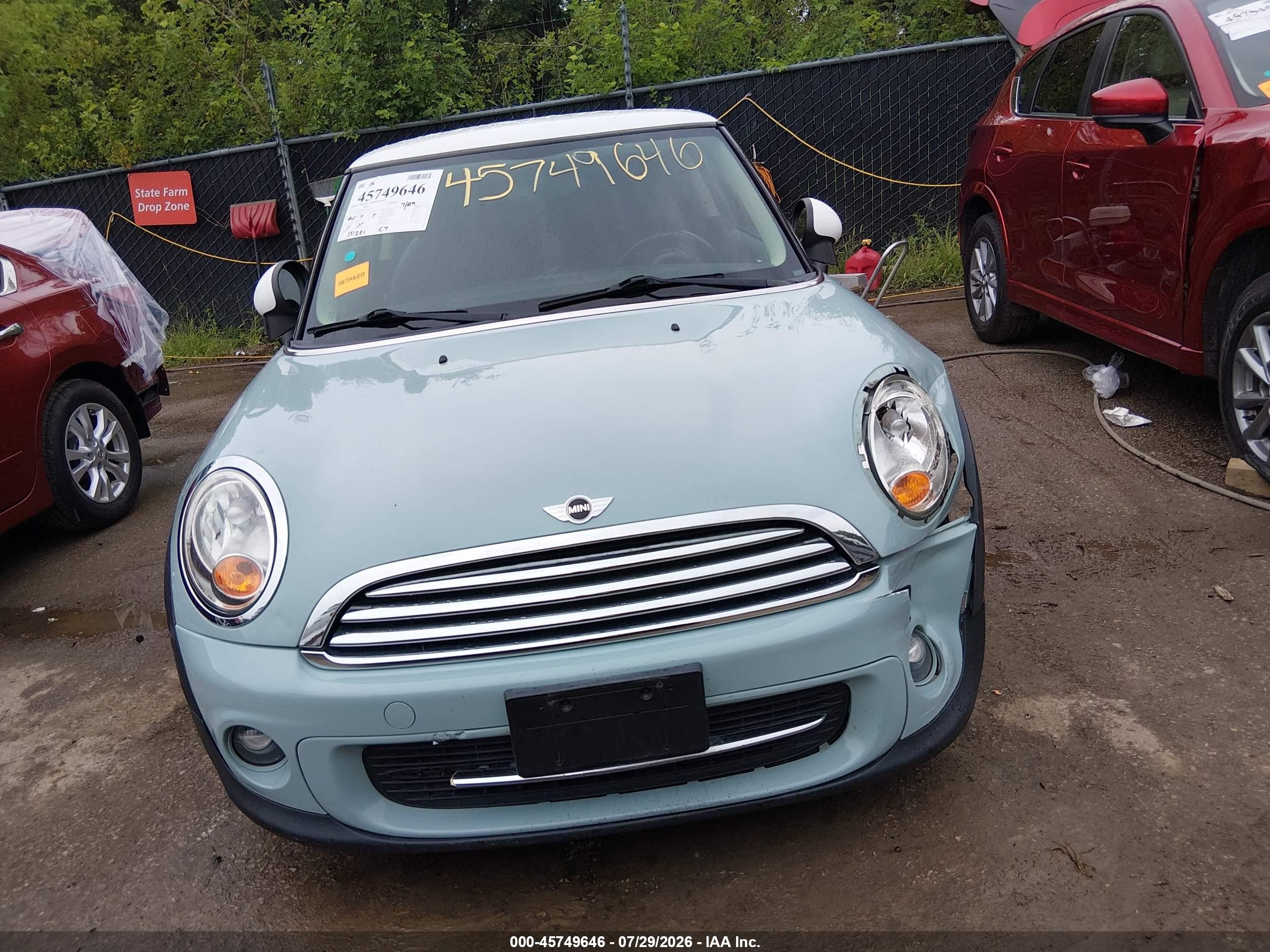 2012 Mini Cooper   Green vin: WMWSU3C5XCT264316